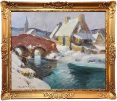 Normandy (Quimperie) Impressionistische Landschaft des Winter Flusses von George Ames Aldrich