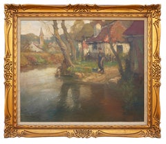 “Stream in Normandy” Pastel Pastoral Impressionist French Landscape Painting