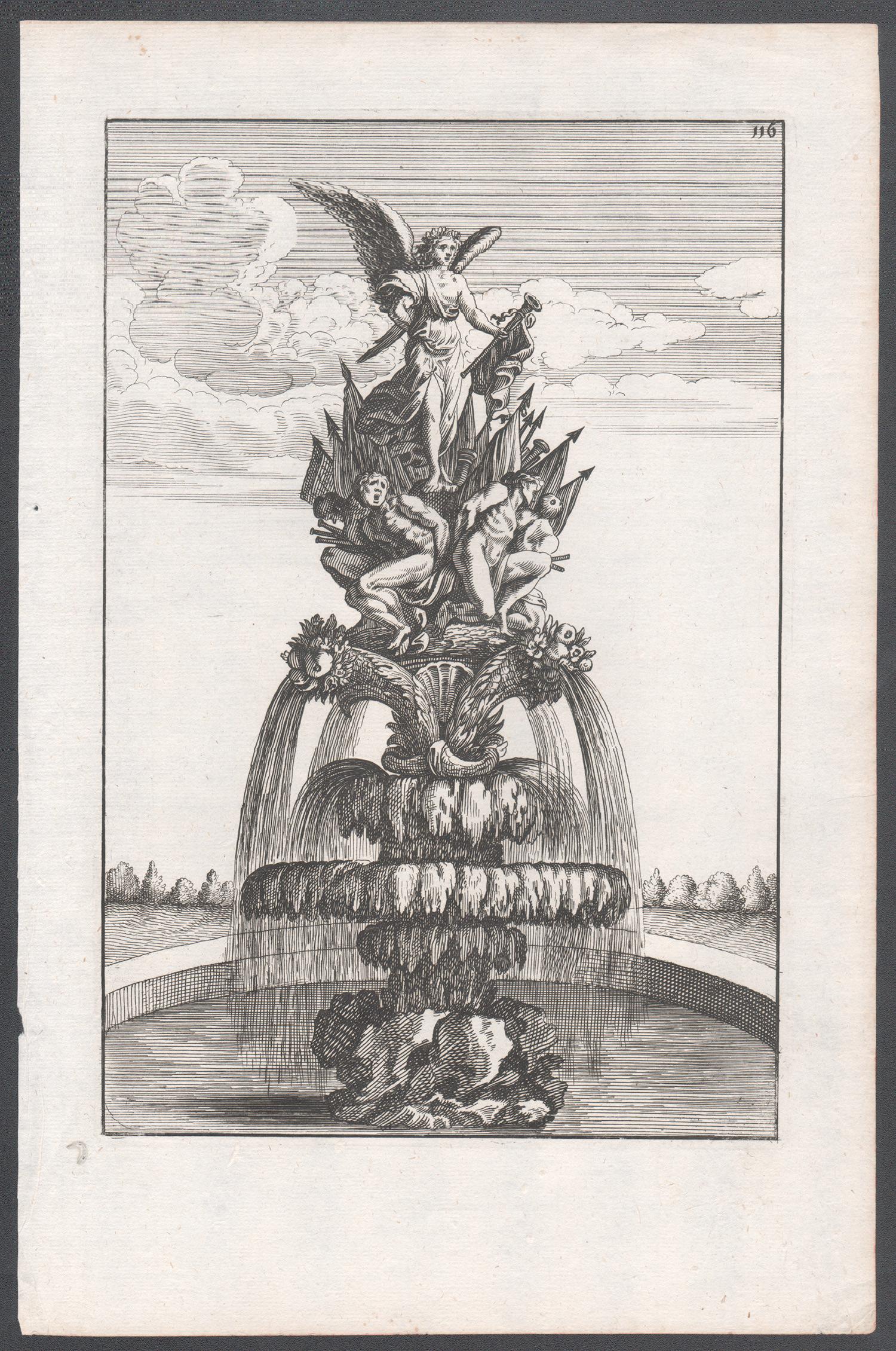 Italienischer Barockdruck mit deutschem Brunnenmuster aus dem 17. Jahrhundert von Boeckler – Print von Georg Andreas Böckler