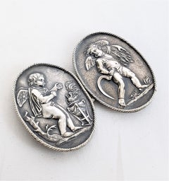 George Angell Antique Sterling Silver Nurses Belt Buckle with Cherubs
