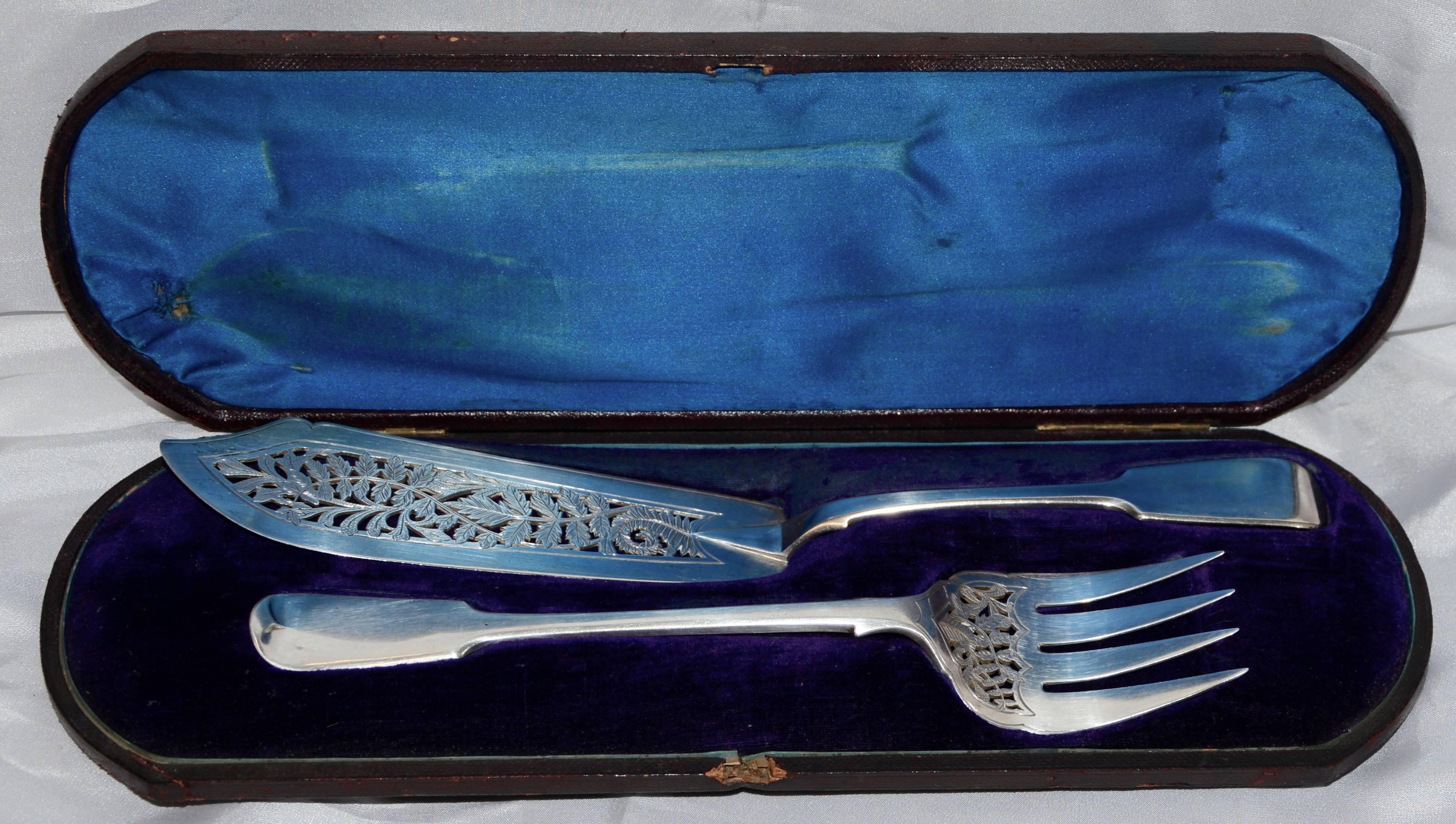 Victorian George Angell Sterling Silver Fish Set, 19th Century For Sale