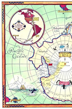 Original Byrd Map of Antartic Expedition 1934 vintage poster  map
