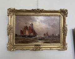 1868 George Anthony Waterstone British Antique Oil Painting Maritime Seascape