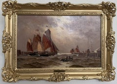1868 George Anthony Waterstone British Antique Oil Painting Maritime Seascape