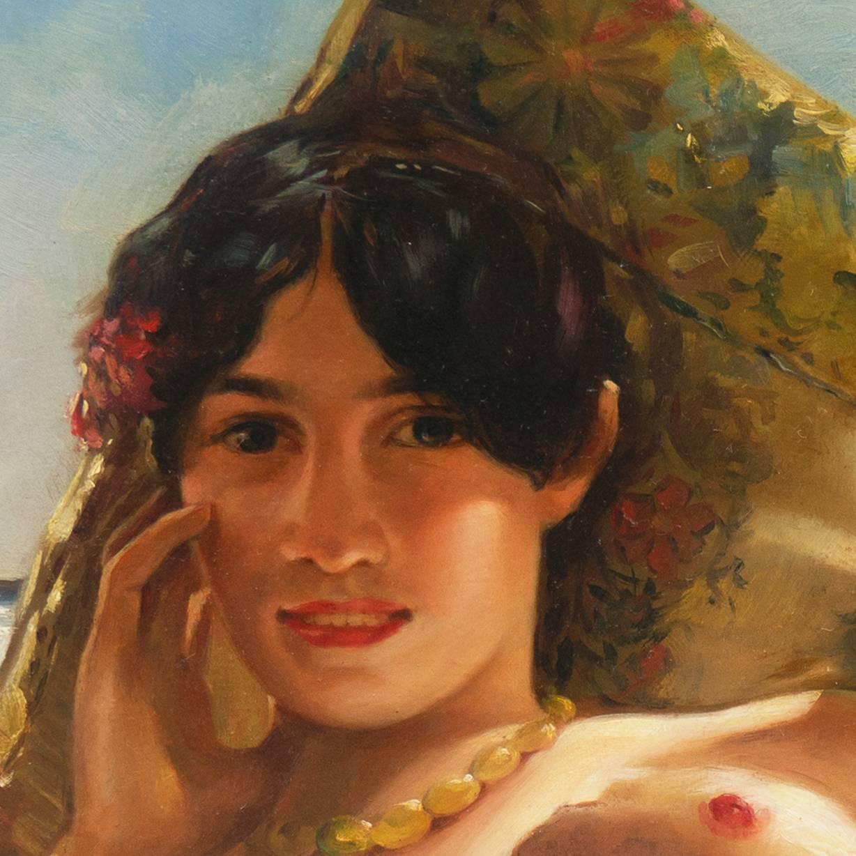 „Junge liegende Frau“:: französisches orientalisches Ölgemälde:: Socit des Artistes Franais (Romantik), Painting, von Unknown