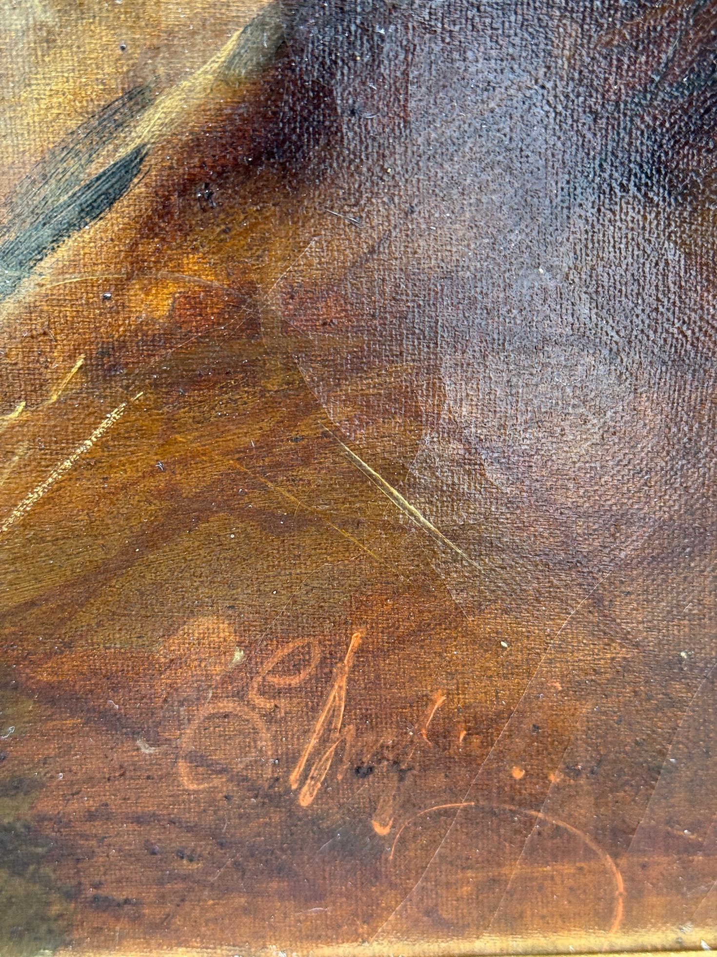 Englisches Porträt einer Frau aus dem 19.  Westie und Cairn Terrier in einer Scheune im Angebot 5