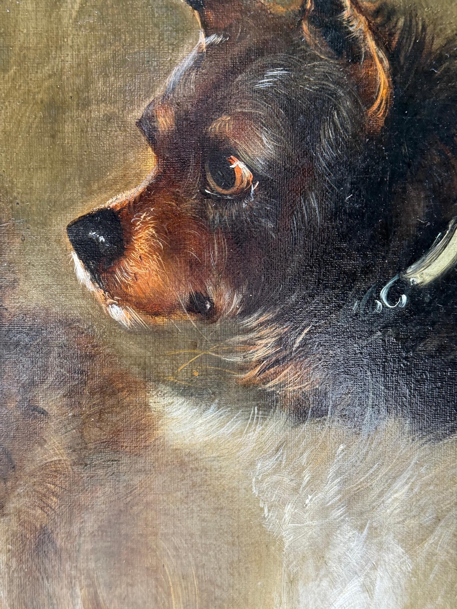 George Armfield (Brite, 1808-1893)

Terrier in einer Scheune Interieur
Öl auf Leinwand, um 1850
Signiert unten rechts

Dieses temperamentvolle und charaktervolle Werk von George Armfield zeigt zwei wachsame Terrier in einer rustikalen Scheune - ein