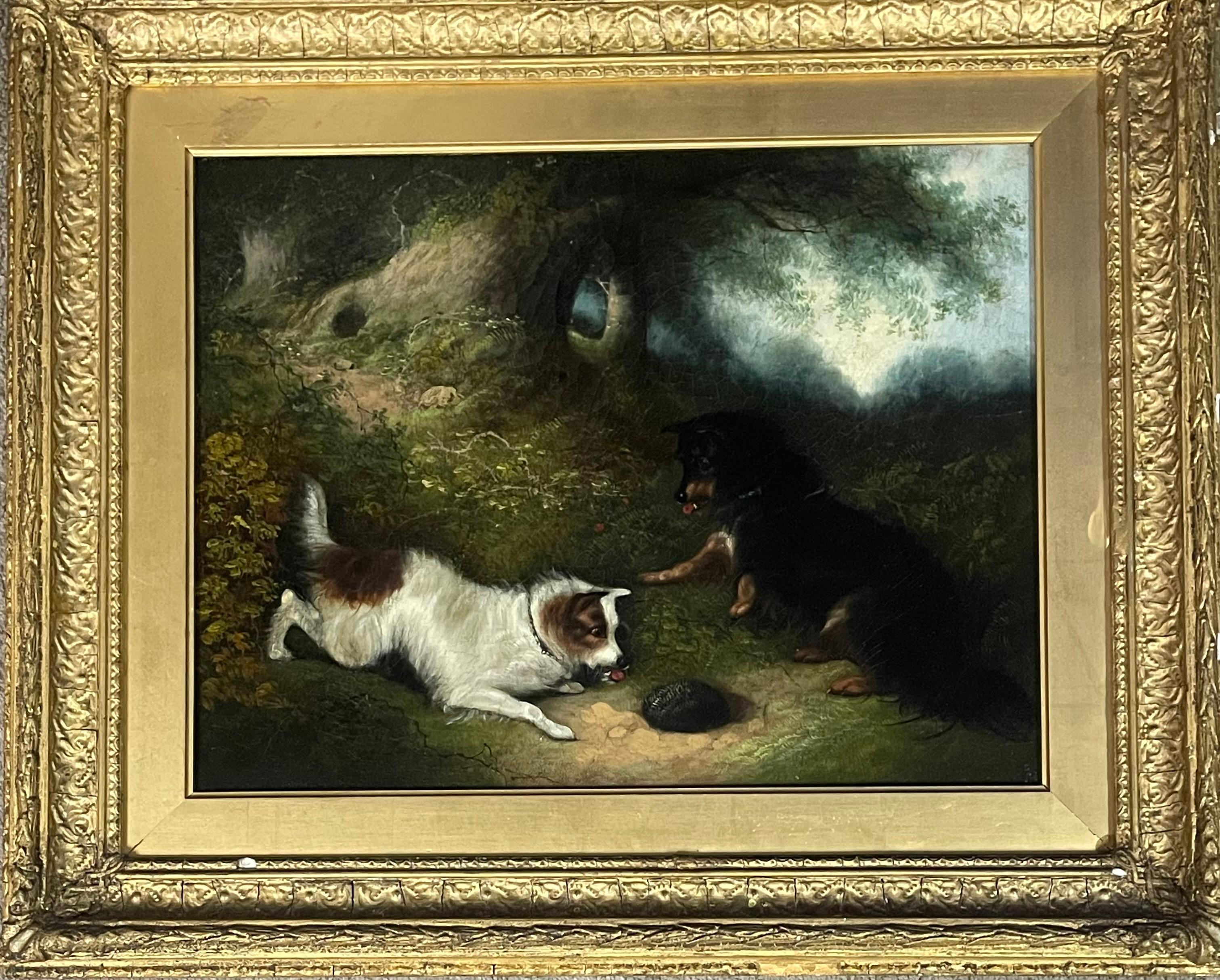 19. Hund Gemälde auf Leinwand – Painting von George Armfield