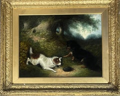 Antique “19th dog painting on canvas”