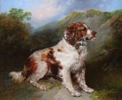 Antique Oil on Canvas Painting of a Spaniel by George Armfield