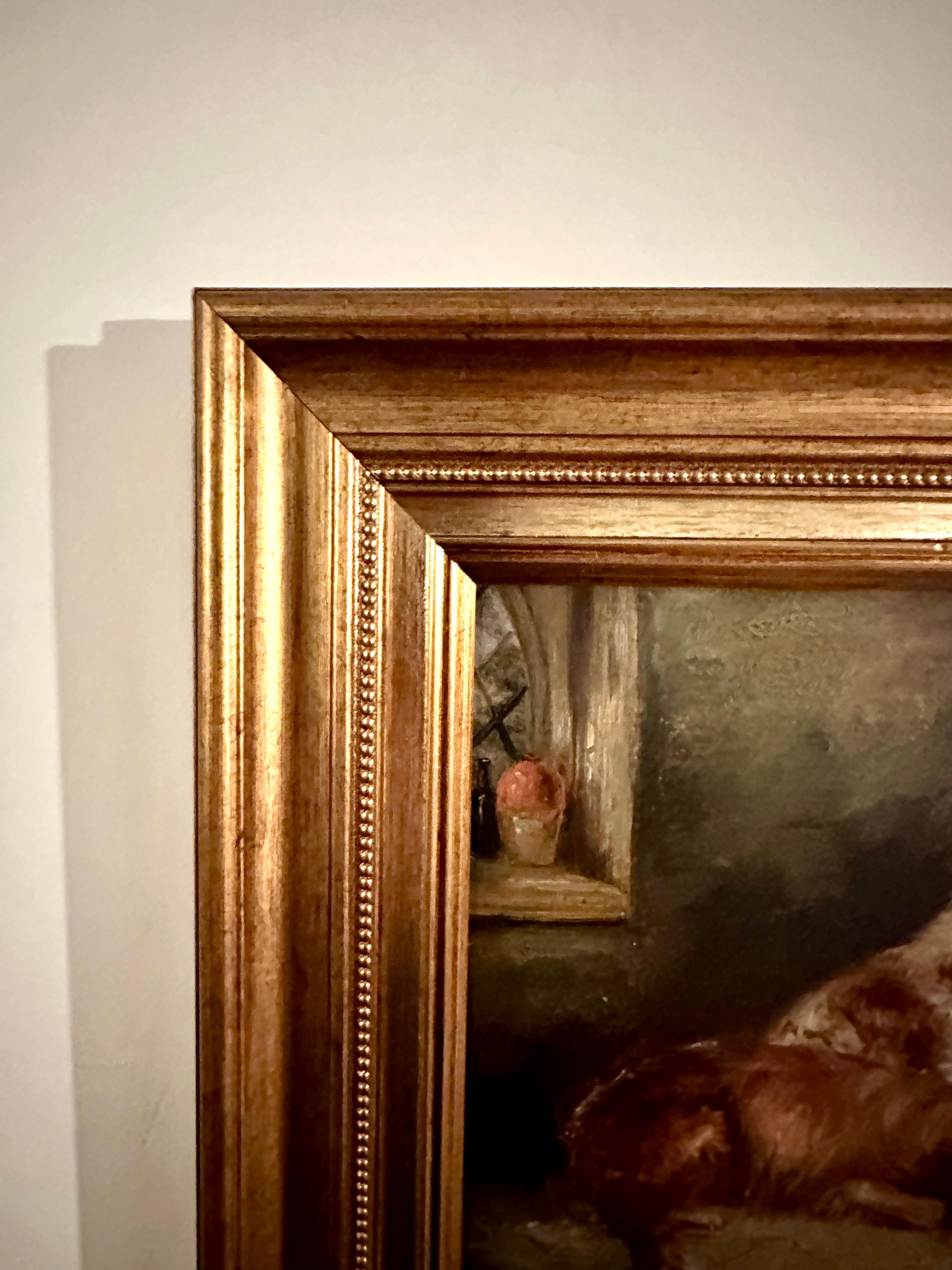 Antique Victorian English 19th Century, three Spaniels dogs in an Interior For Sale 1