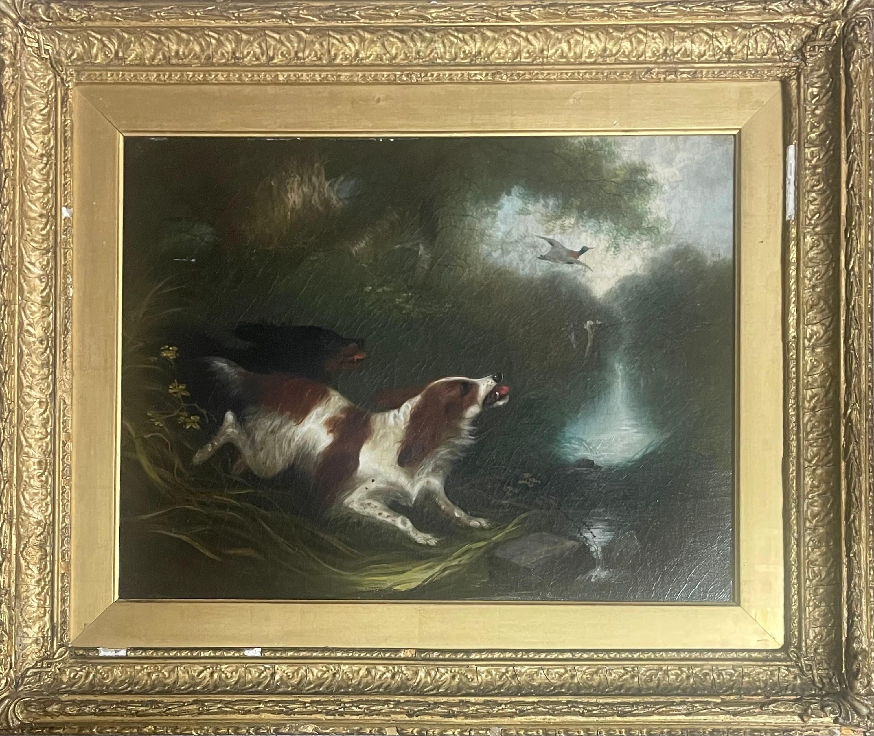 "Cani che inseguono uccelli" - Painting di George Armfield