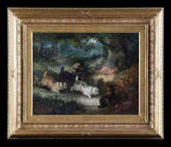 Cinque Terrier nella foresta. Firmato D. A. Griffin