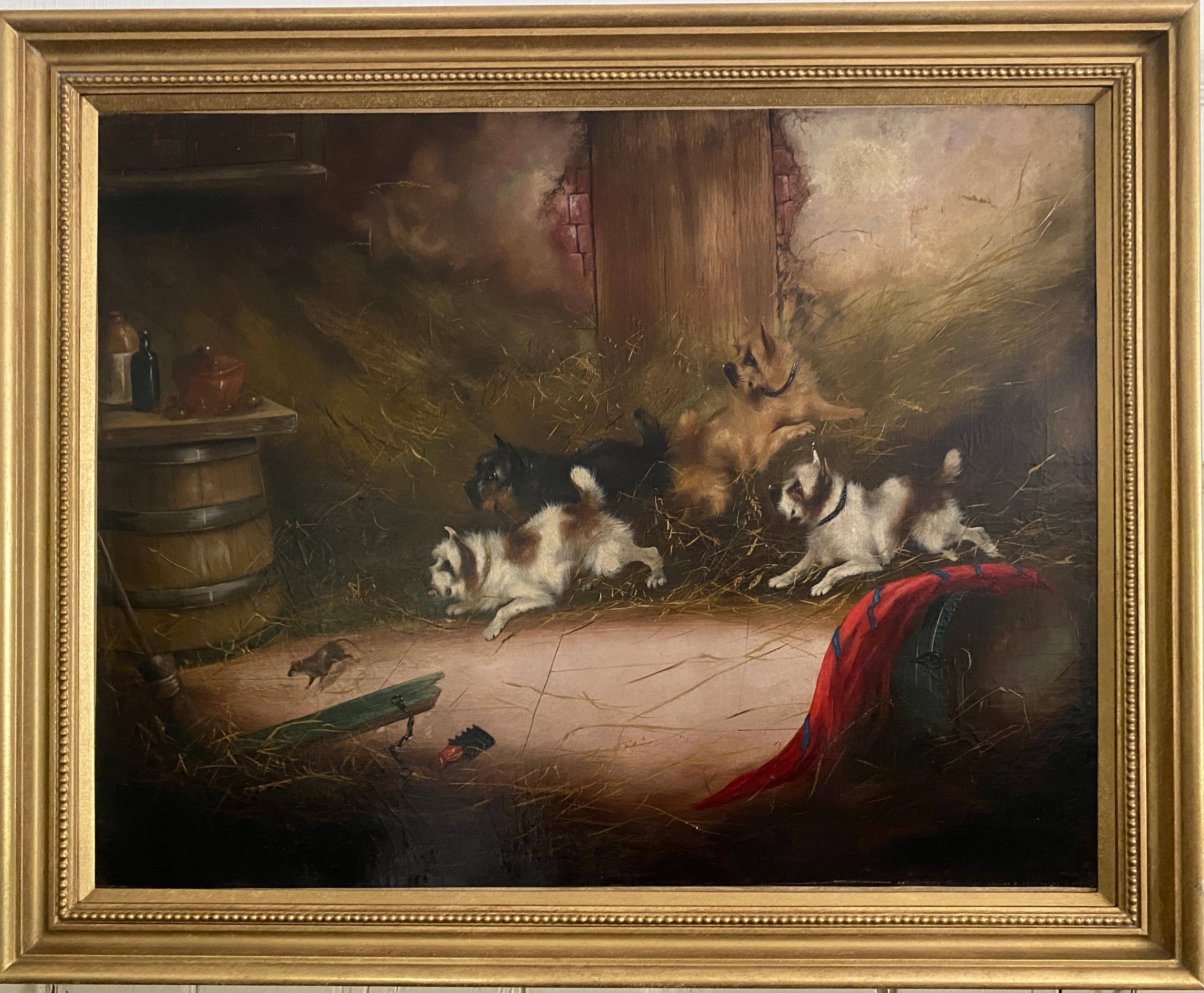 George Armfield Animal Painting - Hunting For Mice