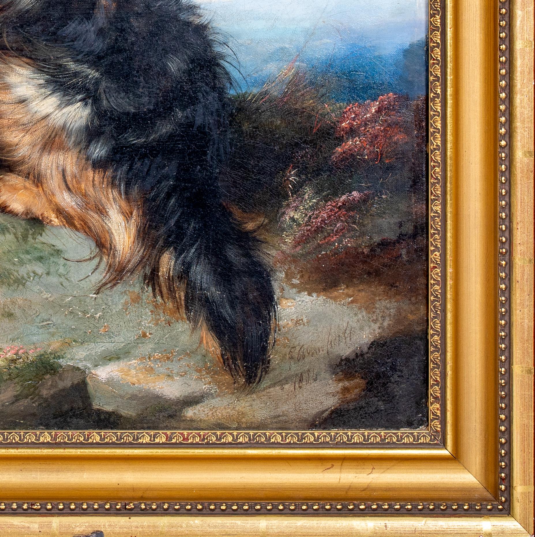 Portrait Of A Terrier, dated 1865

by George Armfield (1808-1893)

Large 19th Century portrait of a Terrier at a rabbit hole, oil on canvas by George Armfield. Excellent quality and condition example of the artists work rarely seen at this size.