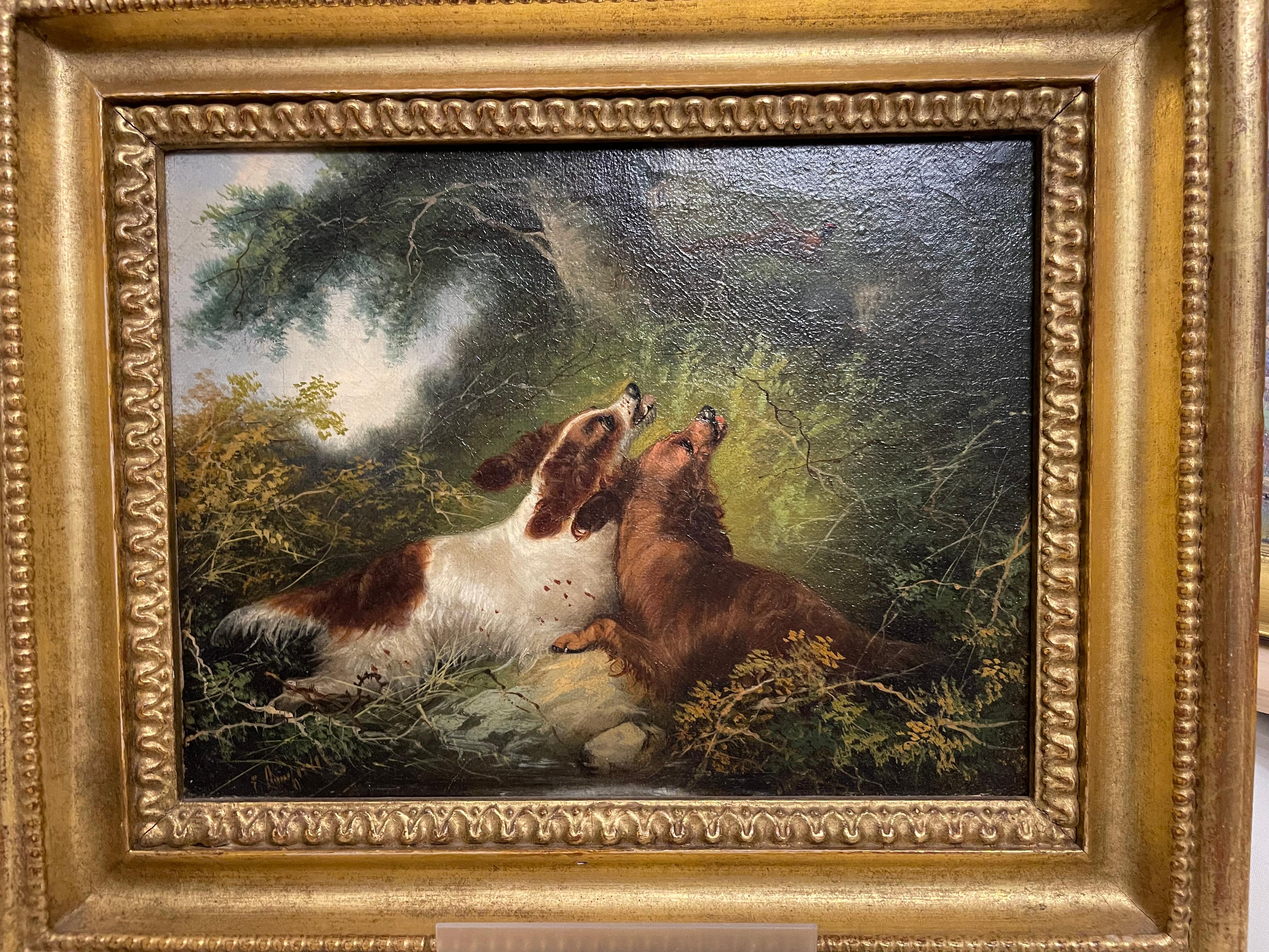 Spaniels Chasing Pheasant - Painting by George Armfield