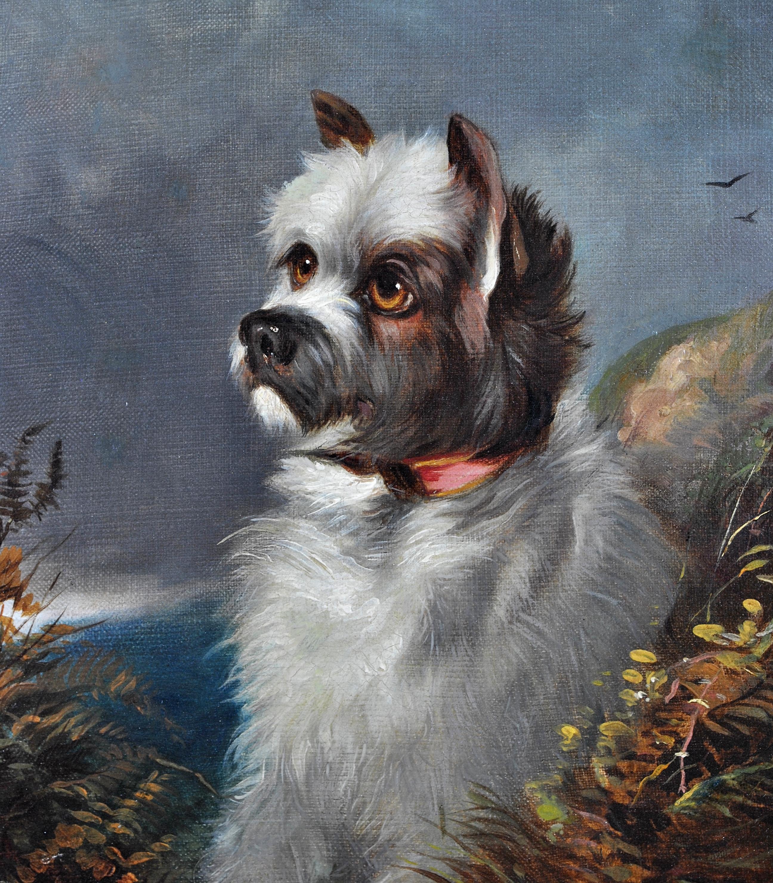 Armfield Terrier in a Landscape Fine 19th Century Oil on