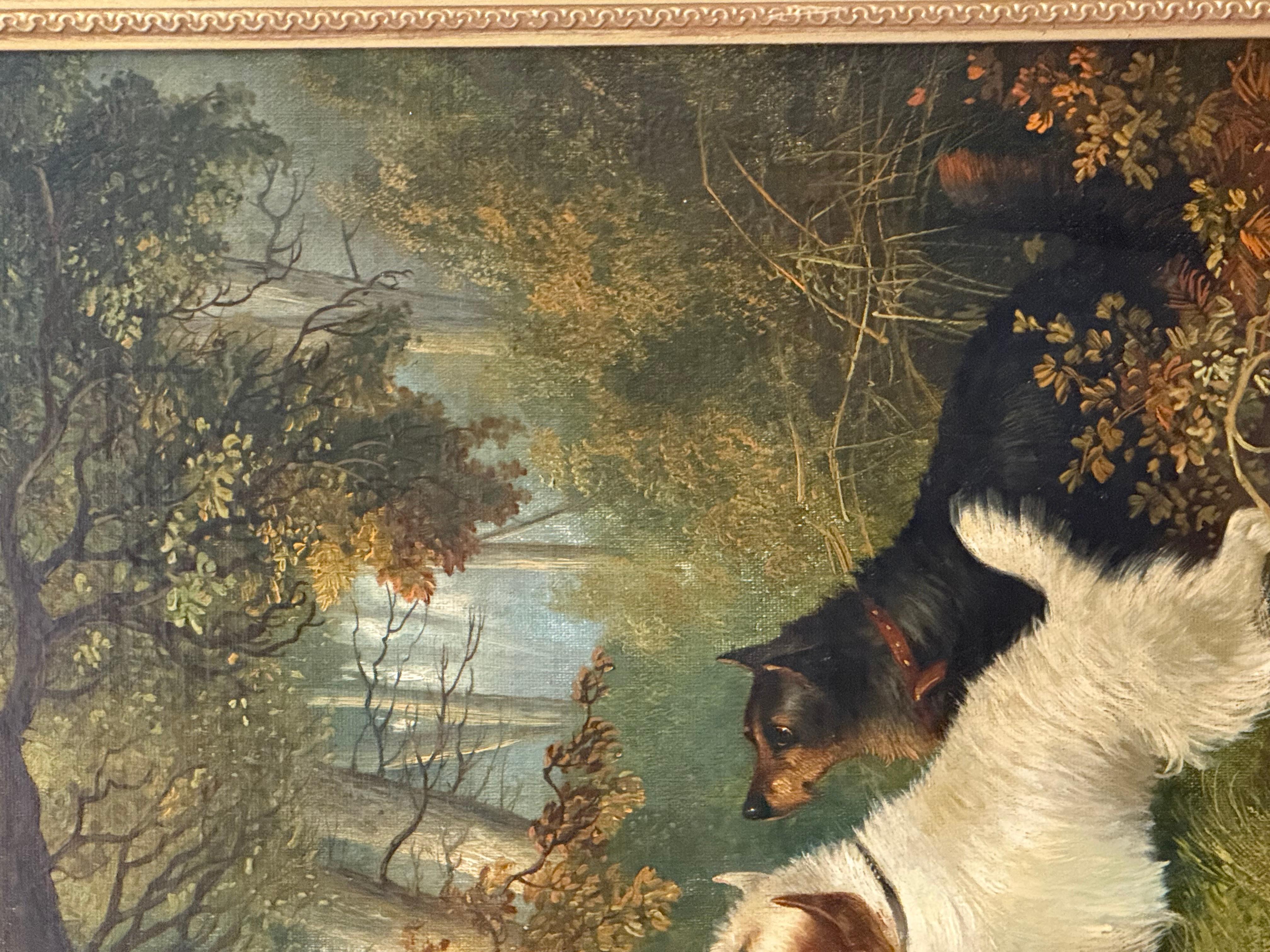 Terriers and Fox in Woodland 19th century im Angebot 5