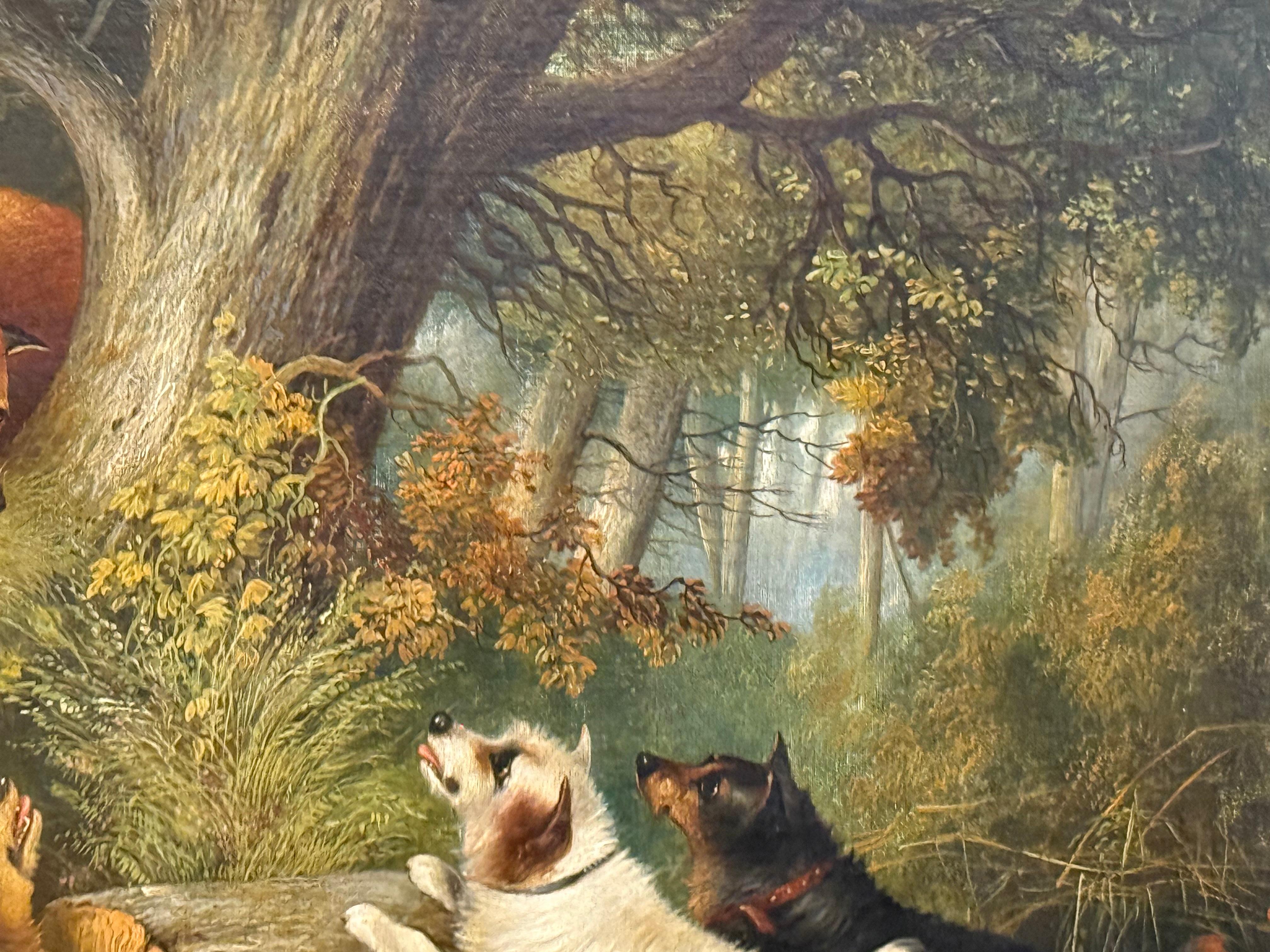 Terriers and Fox in Woodland 19th century im Angebot 6