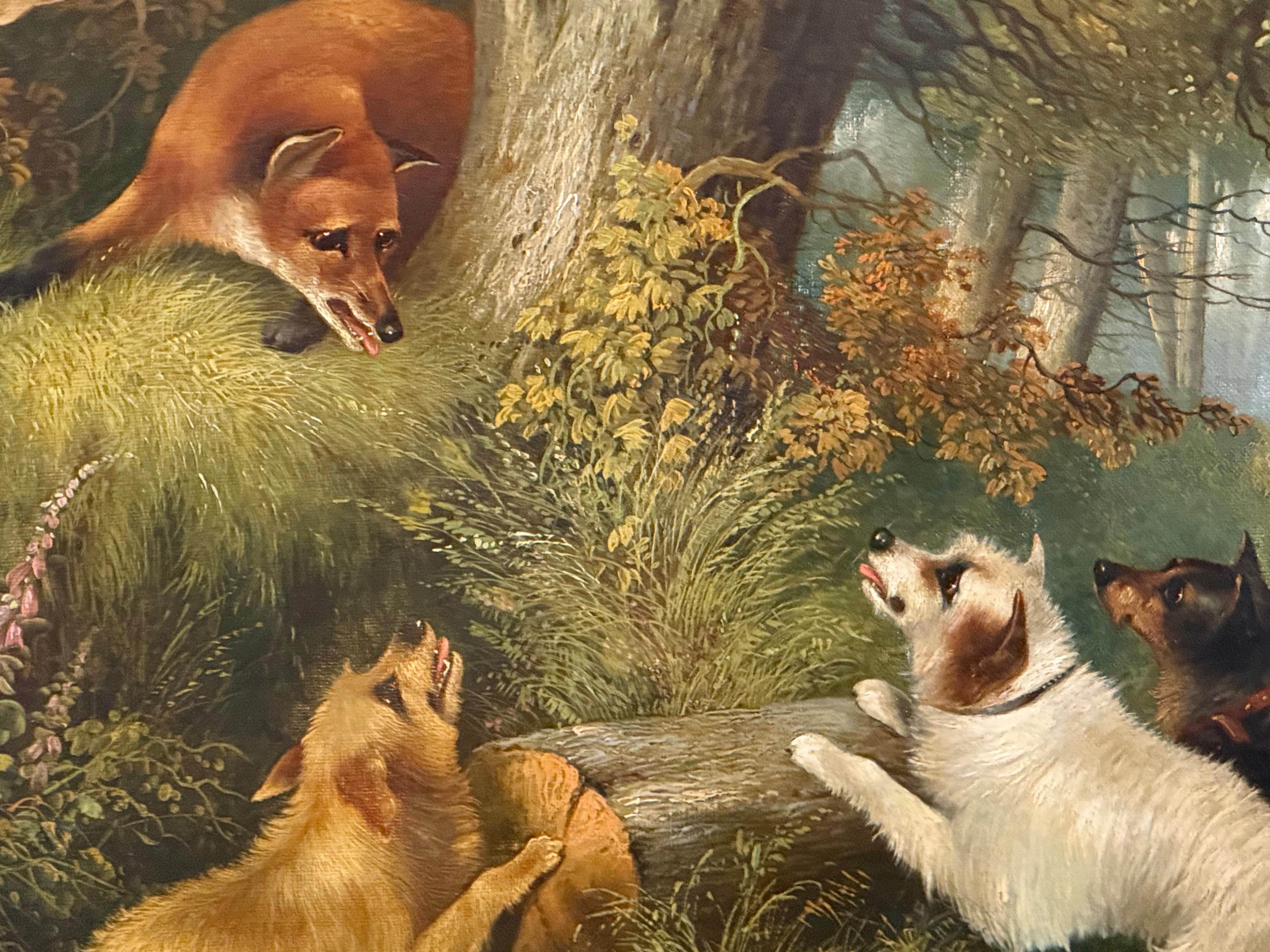 Terriers and Fox in Woodland 19th century im Angebot 7