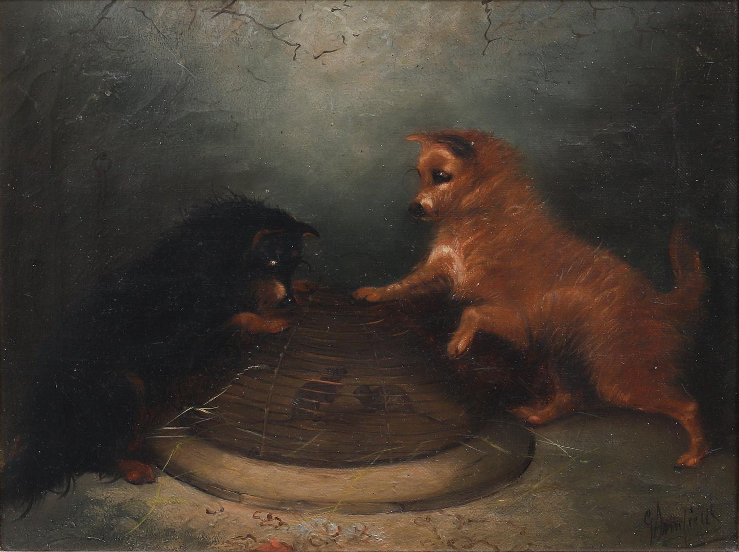 George Armfield Animal Painting - Terriers and Rats 