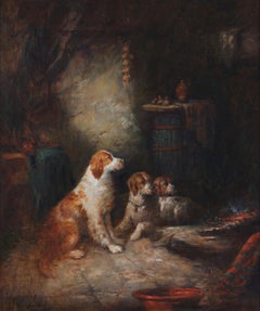 Three Spaniels in a Barn