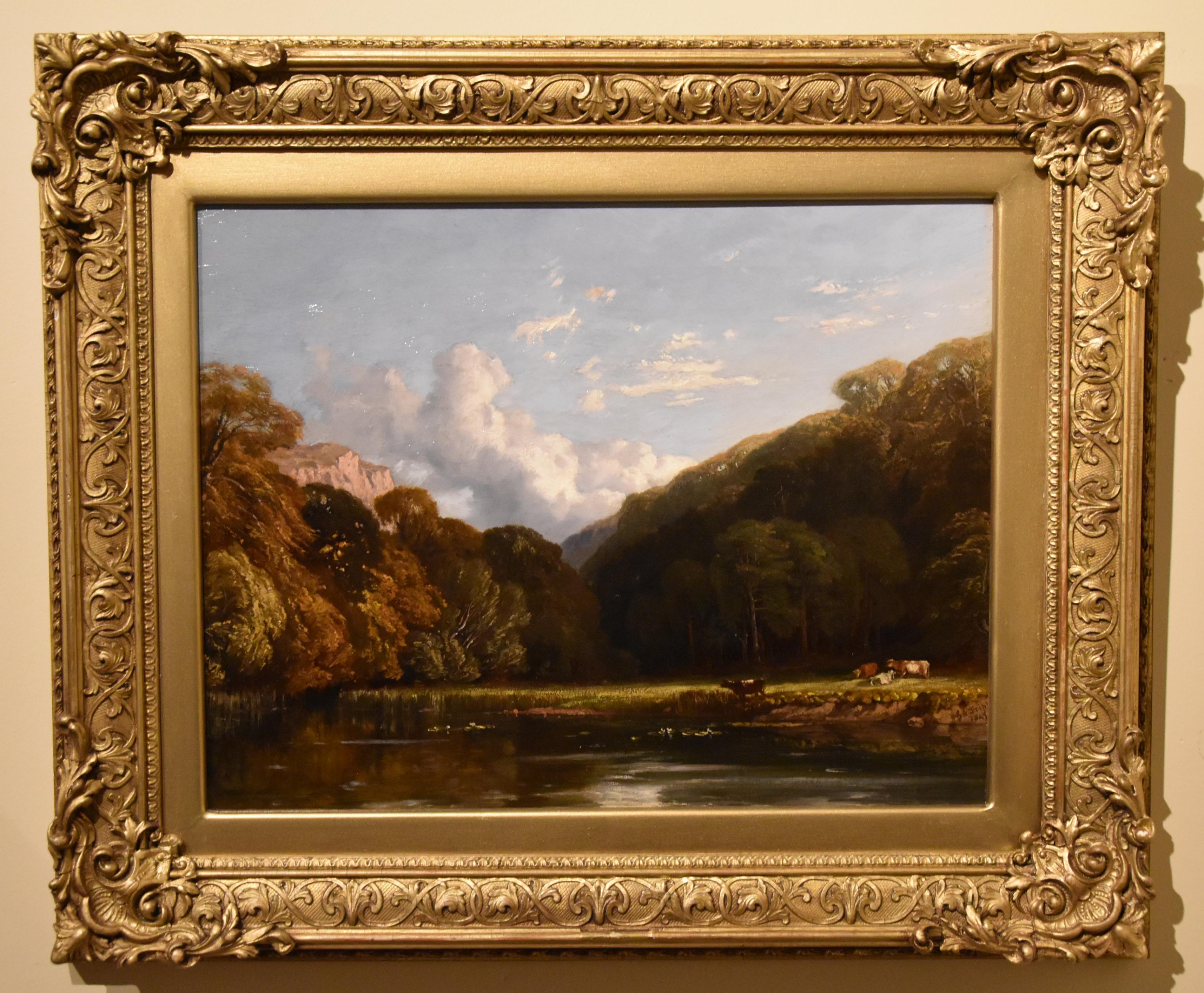 Peinture à l'huile de George Arthur Fripp R.W.S "A Woodland Scene" RBA 1813 - 1896. Peintre de Bristol à l'huile et à l'aquarelle de paysages tranquilles. Il a exposé à la Royal Academy et à la Royal Watercolour Society dont il était membre. Huile