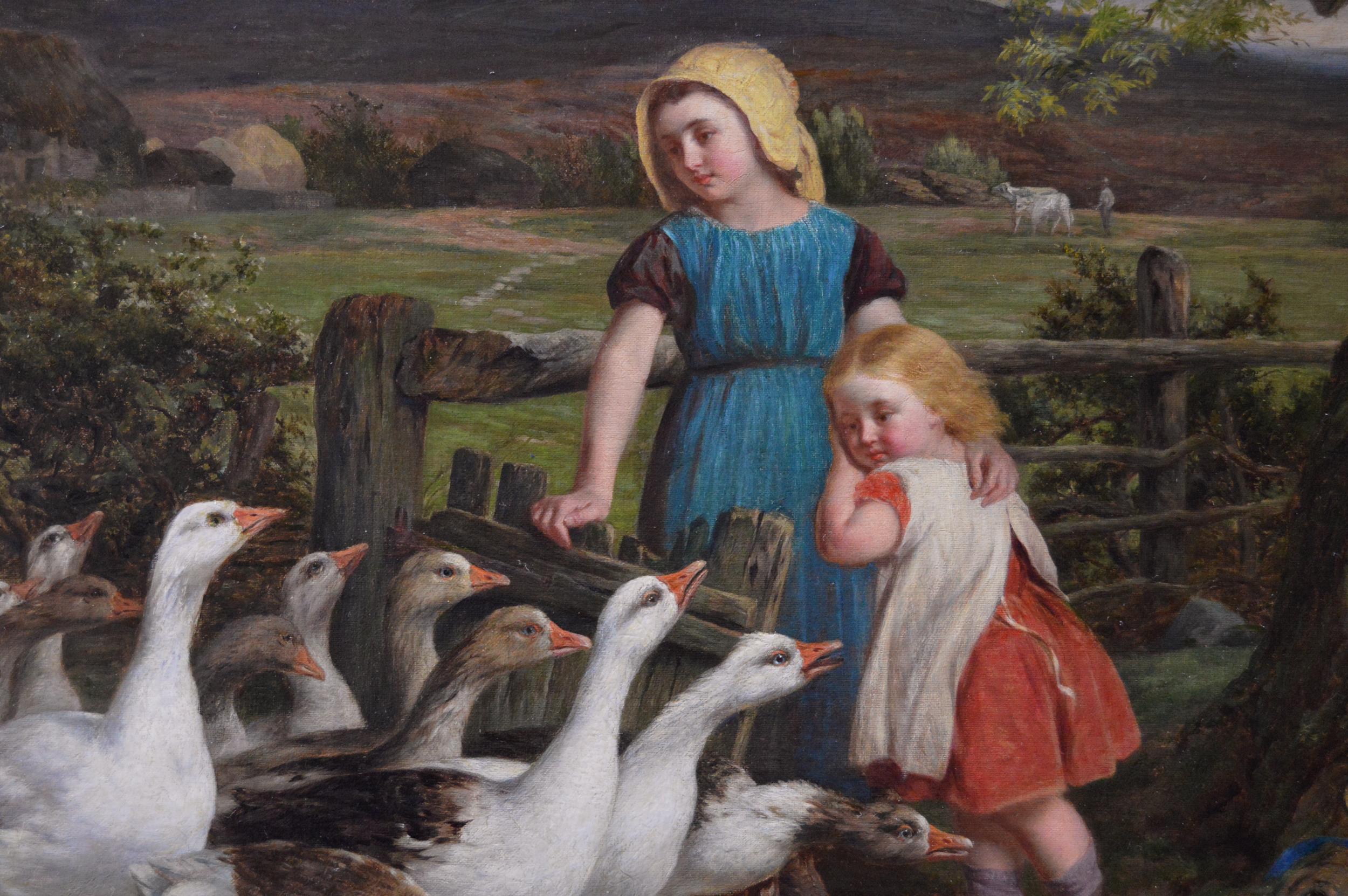 Genre-Ölgemälde von Mädchen mit Gänseblümchen aus dem 19. Jahrhundert  (Viktorianisch), Painting, von George Augustus Holmes