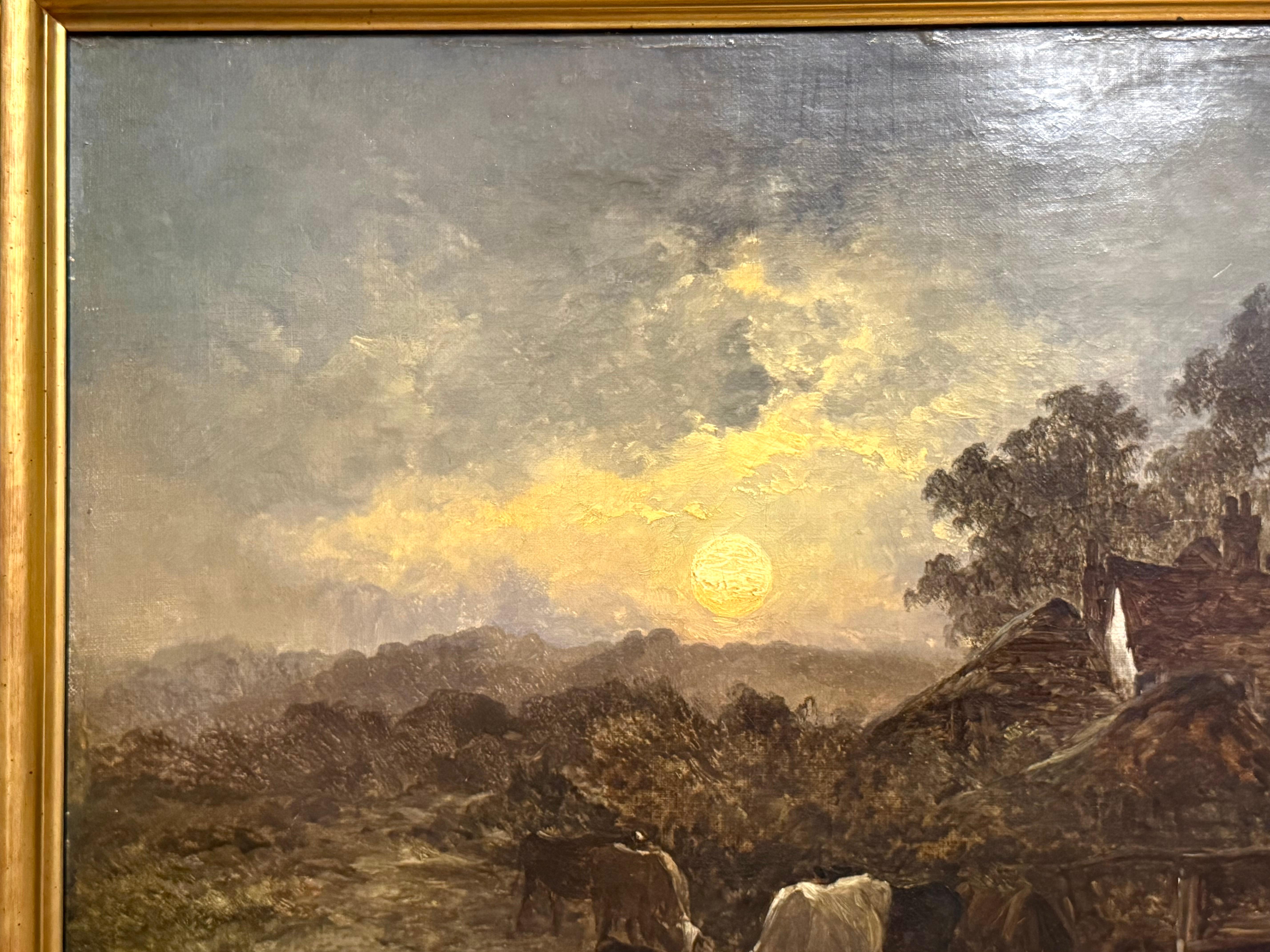 ‘Summer Evening’ 19th C England moonlit view For Sale 1
