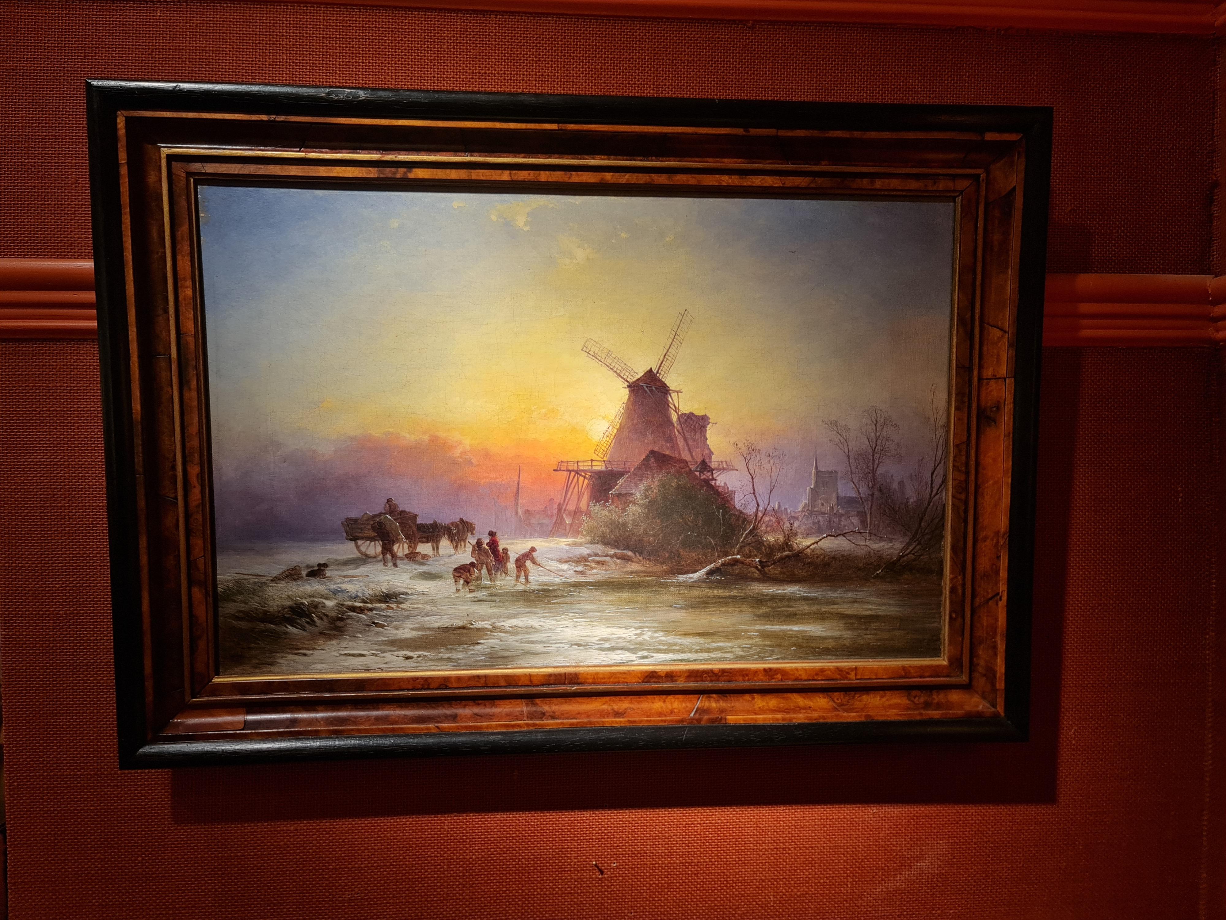 Sunset over a Frozen Landscape
by George Augustus Williams
British 1814 - 1901

Oil on canvas
Canvas size: 13 x 20 inches
Framed size: 17 x 24 inches

Monogrammed lower left