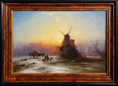 Antique Sunset Over a Frozen Landscape