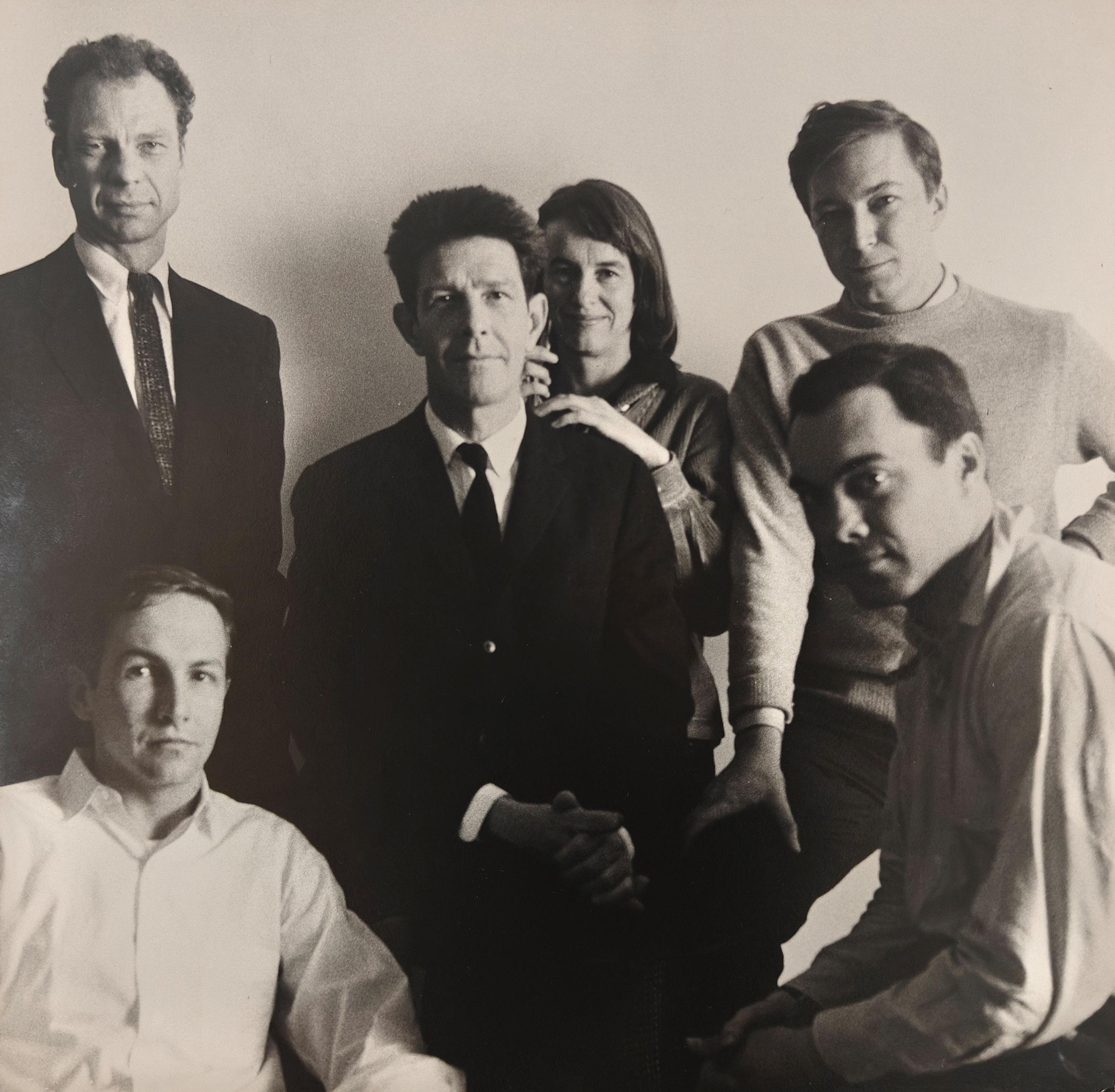 George Avakian
Group Image of Merce Cunningham, 
John Cage, M.C. Richards, 
Jasper Johns, and Robert Rauschenberg
1958
Silver Gelatin Print
10 1/2 x 10 1/2 inches

Provenance
Estate of Carolyn Brown, New York 2025.


George Avakian (1919-2017) was a