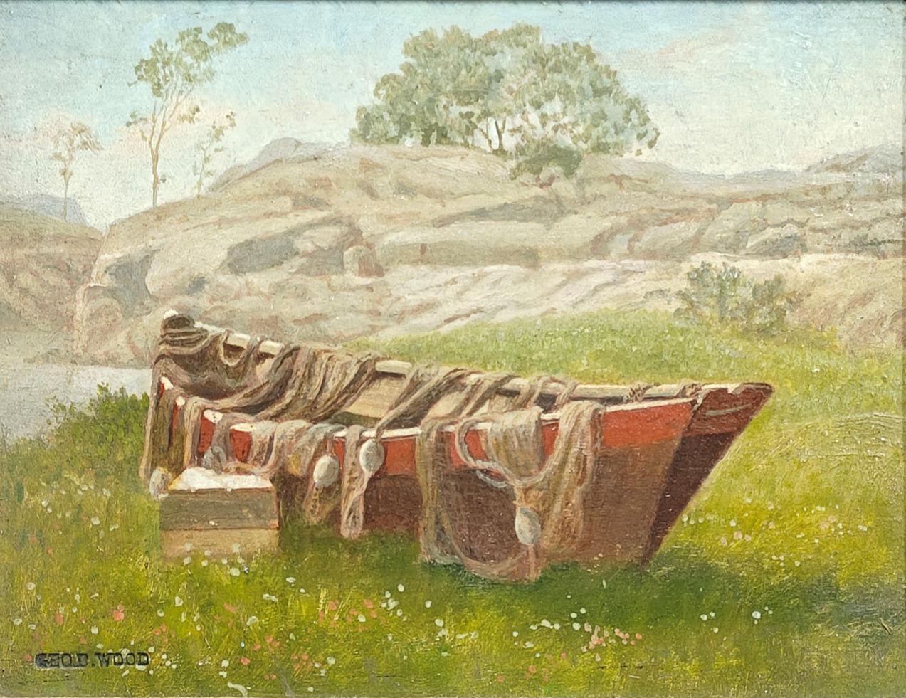 "Barca a remi in un paesaggio estivo" George Bacon Wood, Paesaggio en plein air