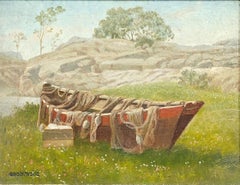 "Barco de remos en un paisaje de verano" George Bacon Wood, Paisaje Pleine Air