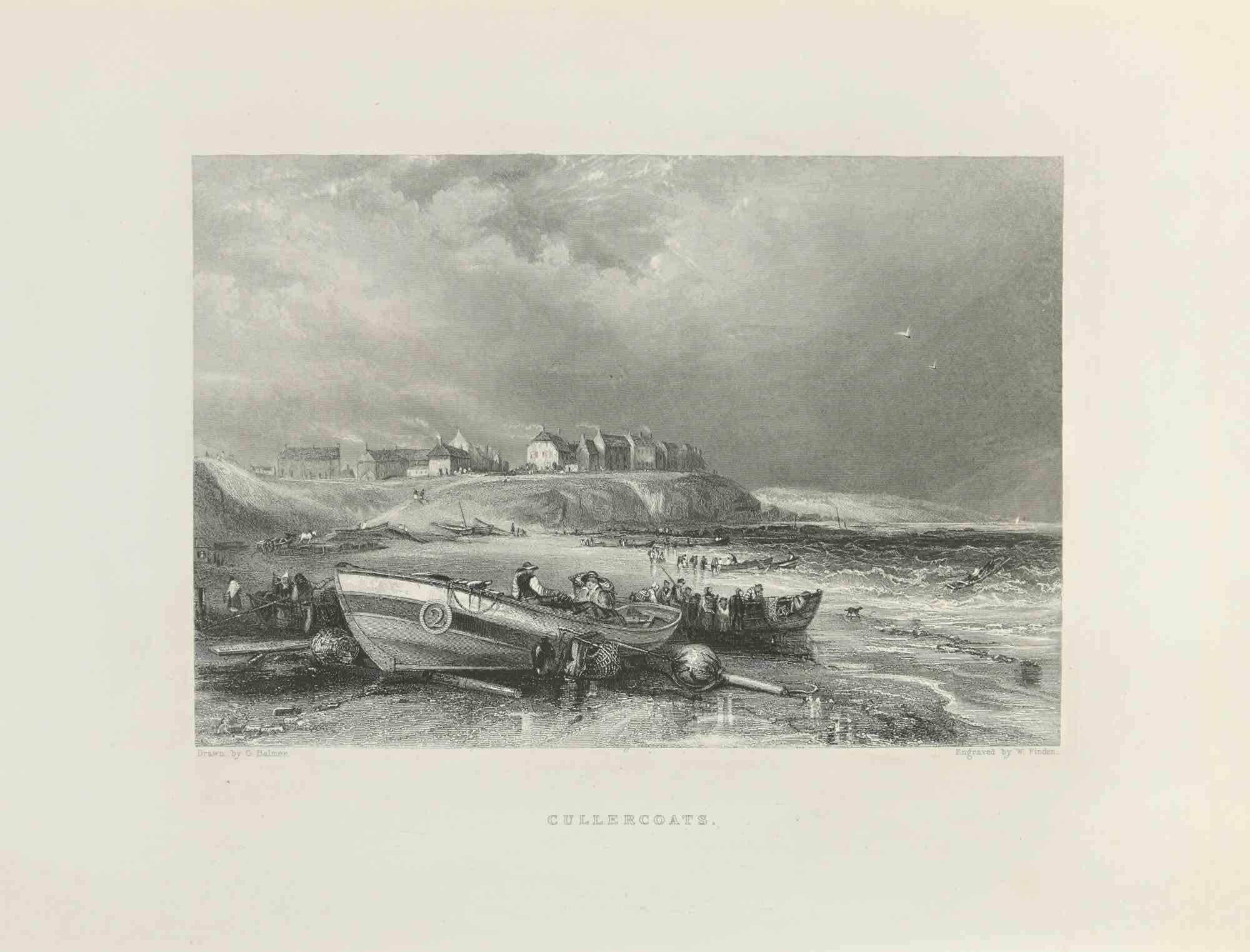 Cullercoats is an etching realized in 1845 by George Balmer.

Signed on the plate. 

Titled on the lower center.

Good conditions with slight foxing.

The artwork is beautifully realized in a well-balanced composition through short, deft strokes.