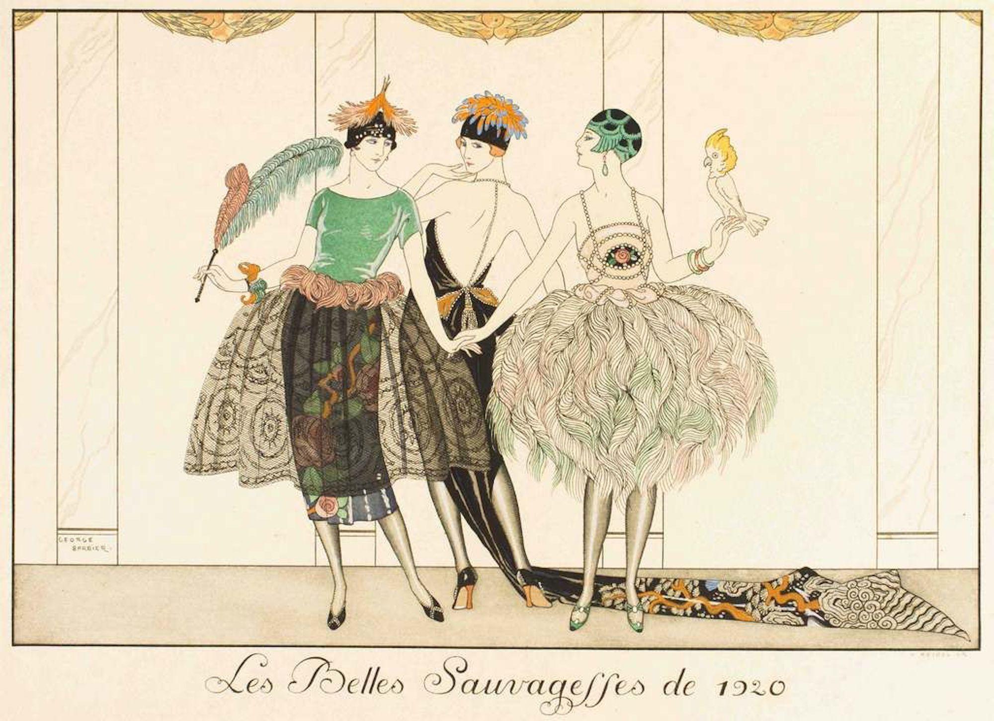 George Barbier Figurative Print - Les Belles Sauvagesses de 1920 - Original Pochoir by G. Barbier - 1920