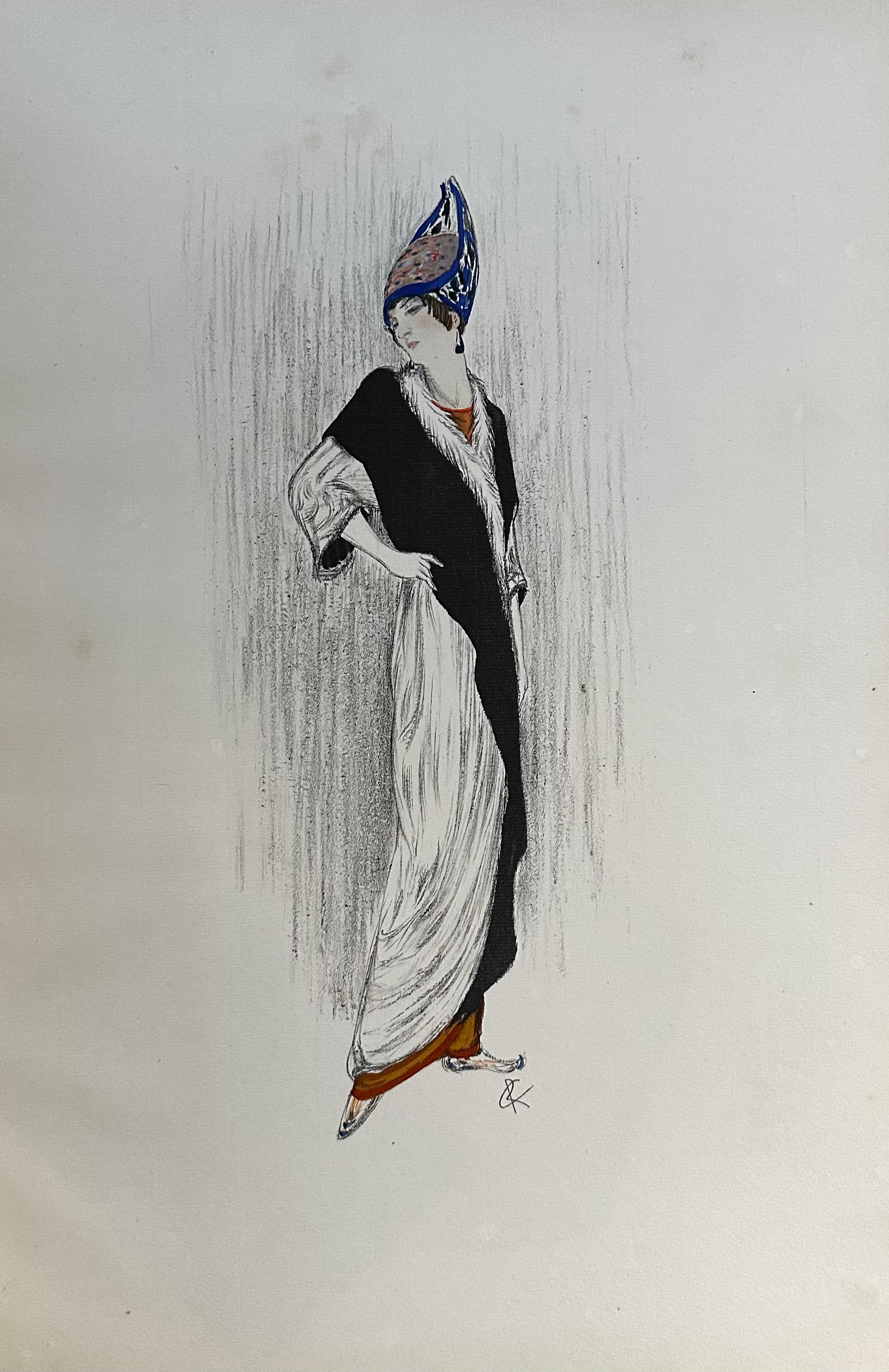 L'Eventail et la Fourrure chez Paquin - Print Art Decó de George Barbier