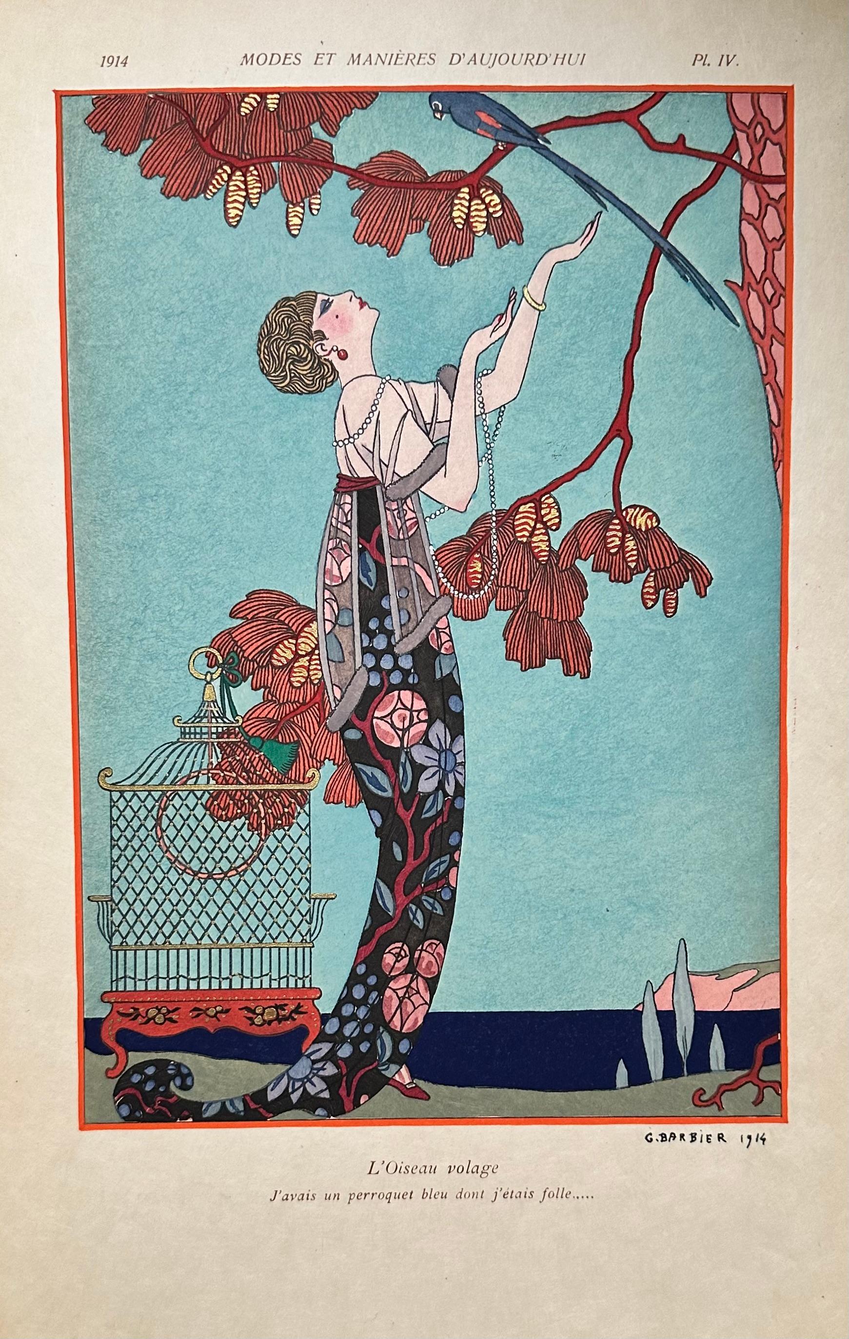 7 volumes, complete. Six 8vo volumes (292 x 190 mm), and one 4to (Huitieme année, 1919, 310 x 245 mm). Publisher's pictorial paper board portfolios, patterned endpapers, housing loose leaves and plates, as issued. Comprising:
1. LEPAPE, GEORGE,
