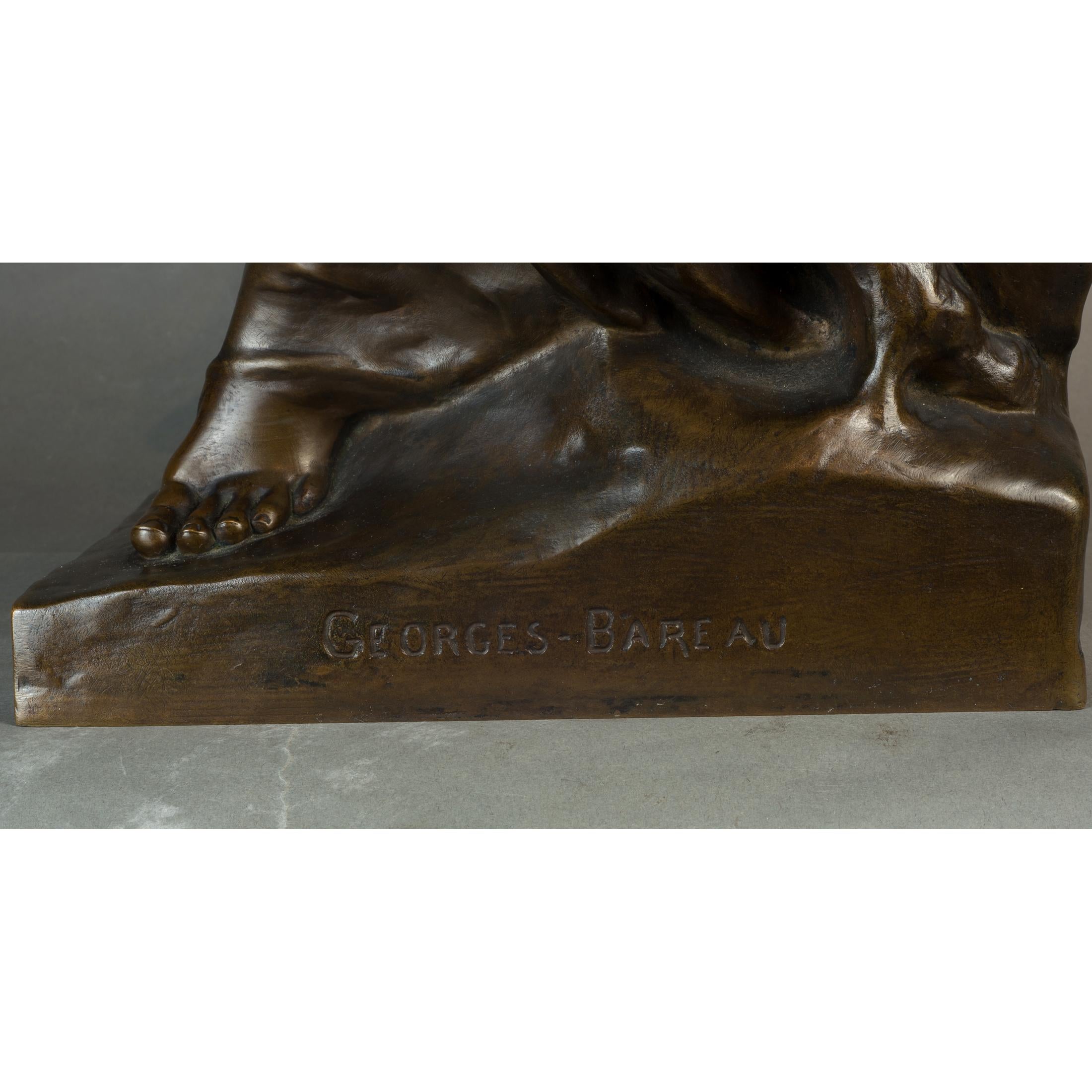 Statua femminile in bronzo figurata di Georges Bareau e Barbedienne 1