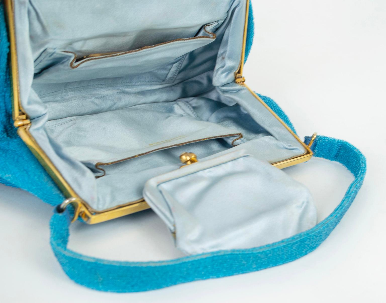 George Baring Turquoise Micro Bead and Jewel Pochette Evening Bag – Paris, 1950s 7