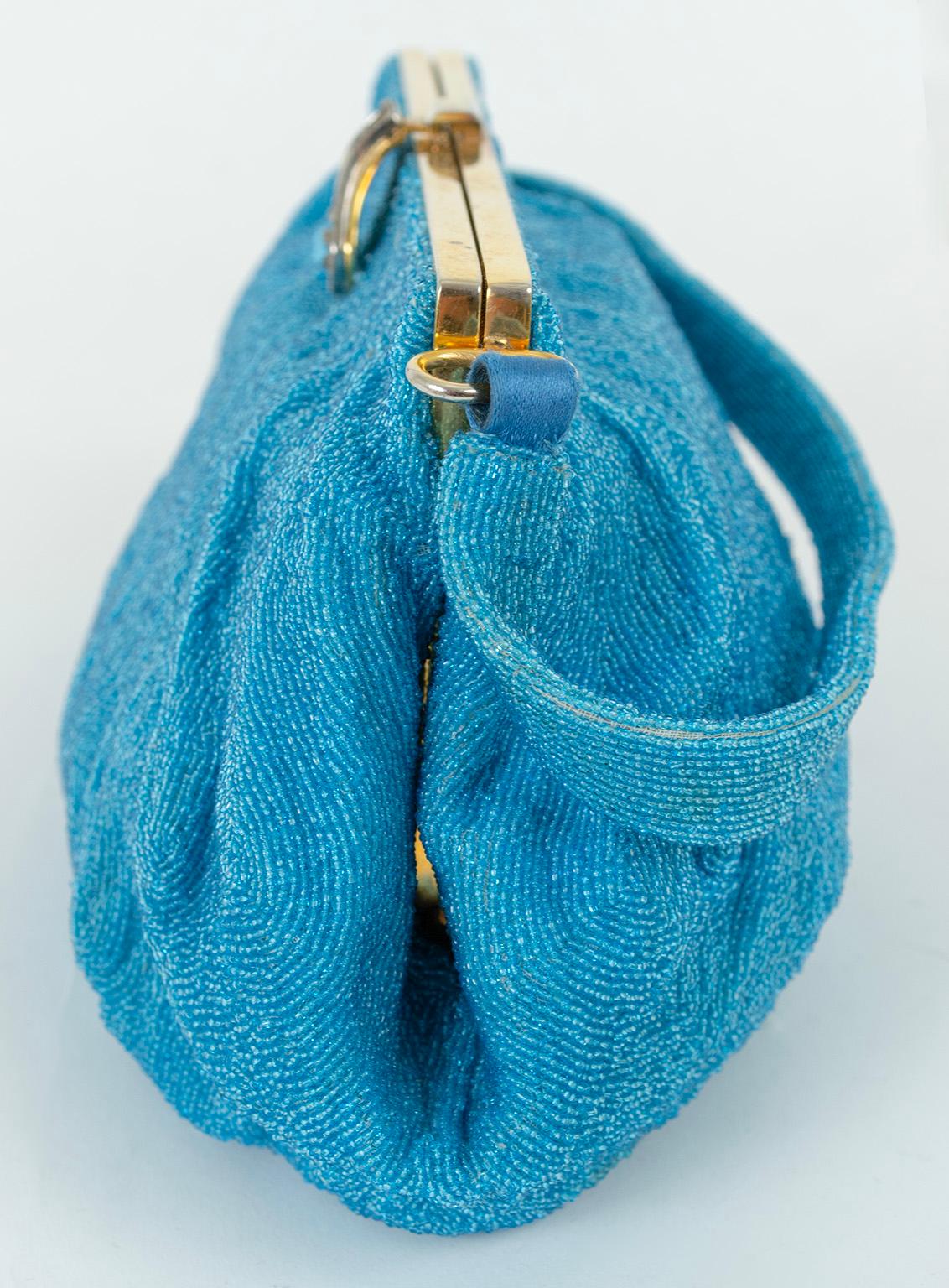 George Baring Turquoise Micro Bead and Jewel Pochette Evening Bag – Paris, 1950s 2