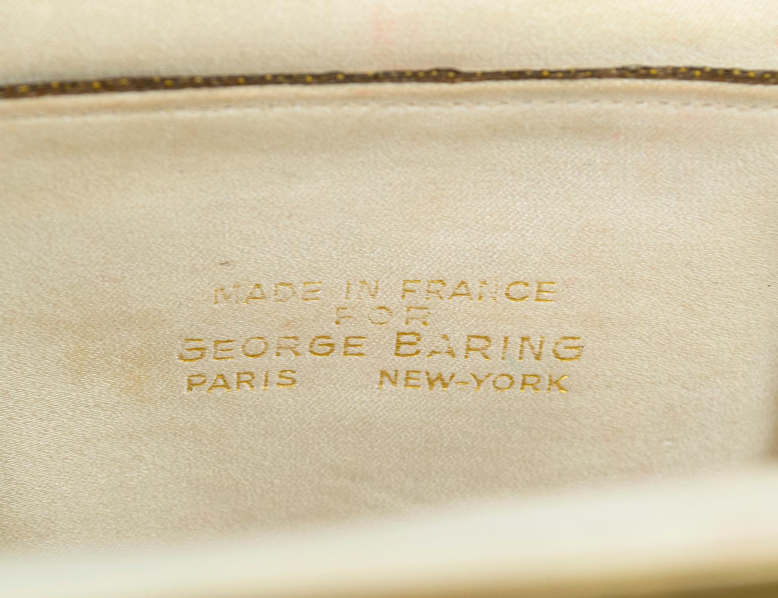 George Baring White Micro Bead Evening Bag w Louis XVI Needlework– Paris, 1950s 8
