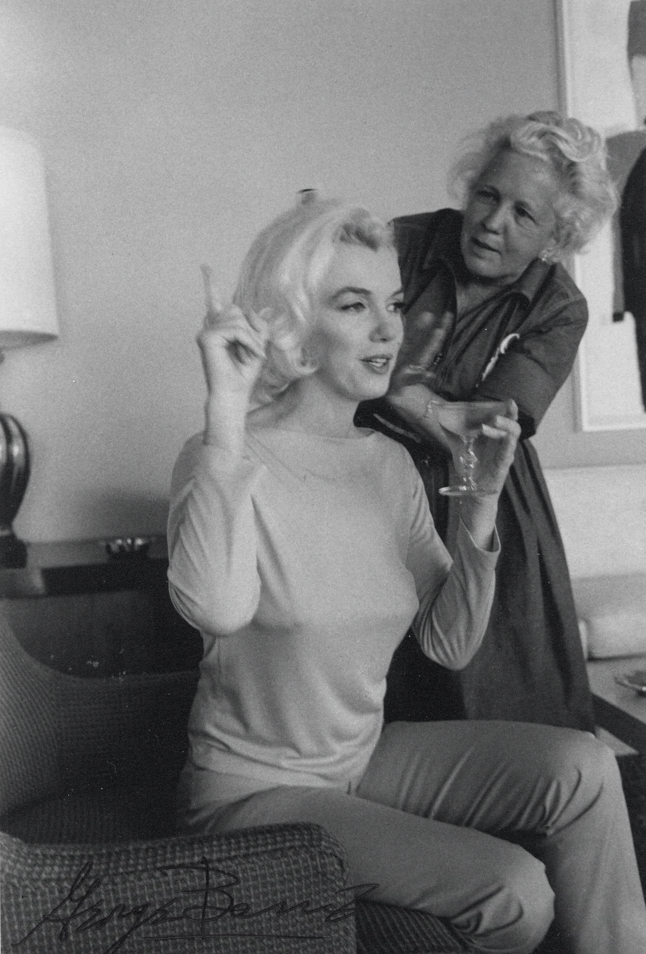 George Barris Black and White Photograph - Marilyn Monroe Candid with Hairdresser Vintage Original Photograph