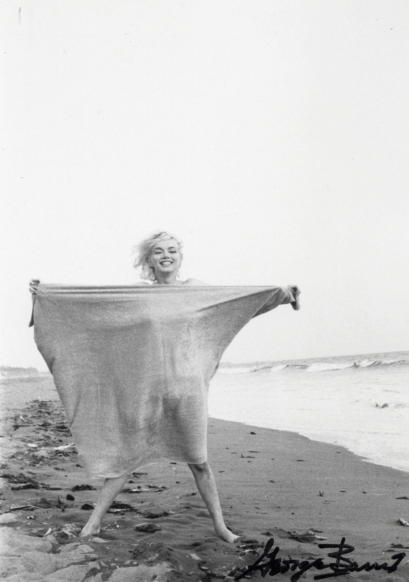 George Barris Black and White Photograph - Marilyn Monroe on the Beach Vintage Original Photograph