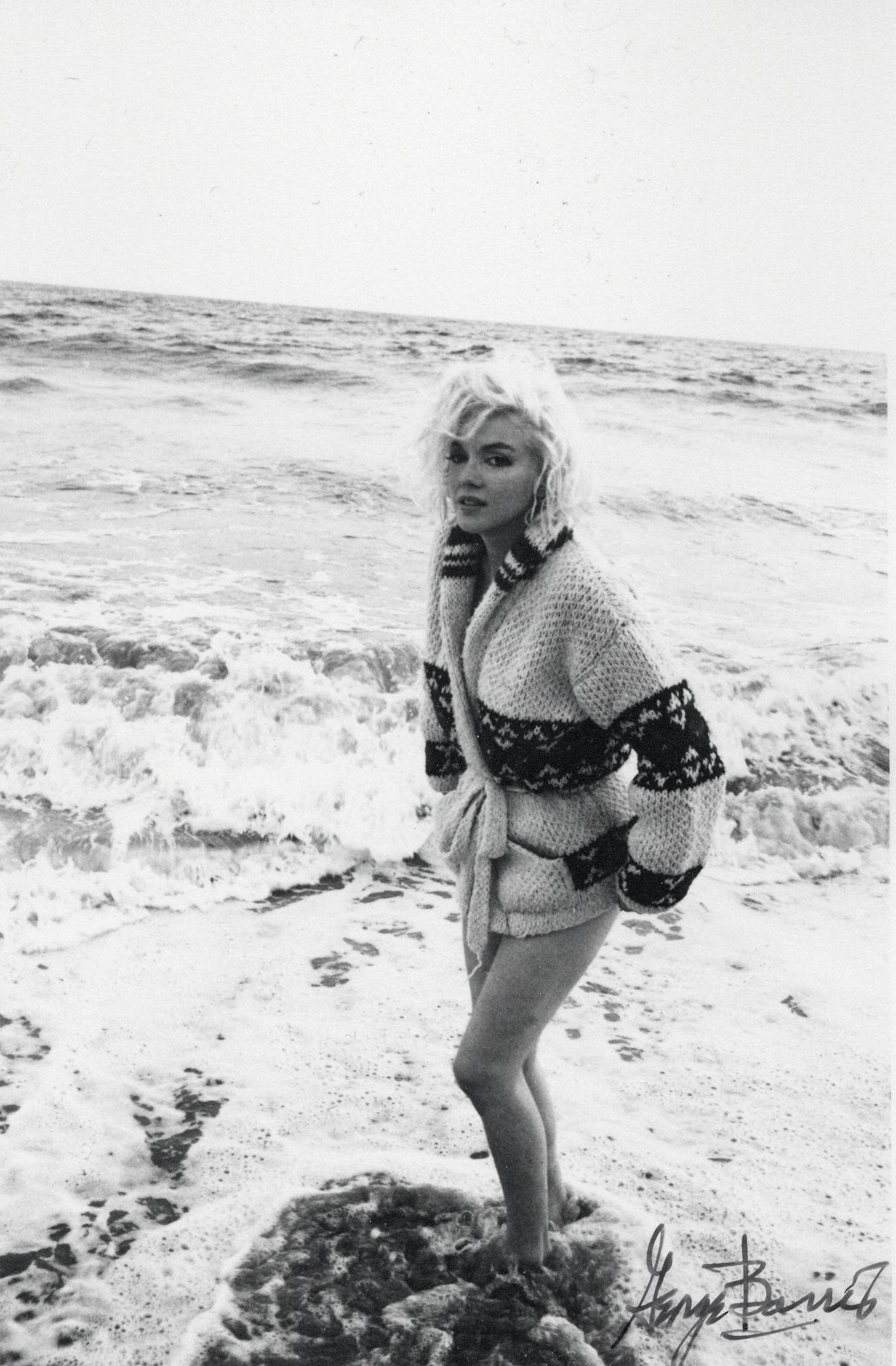 George Barris Portrait Photograph - Marilyn Monroe Posed in the Surf Vintage Original Photograph