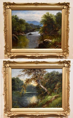 Oil Painting Pair by George Batista Yarnold "Evening by the River"