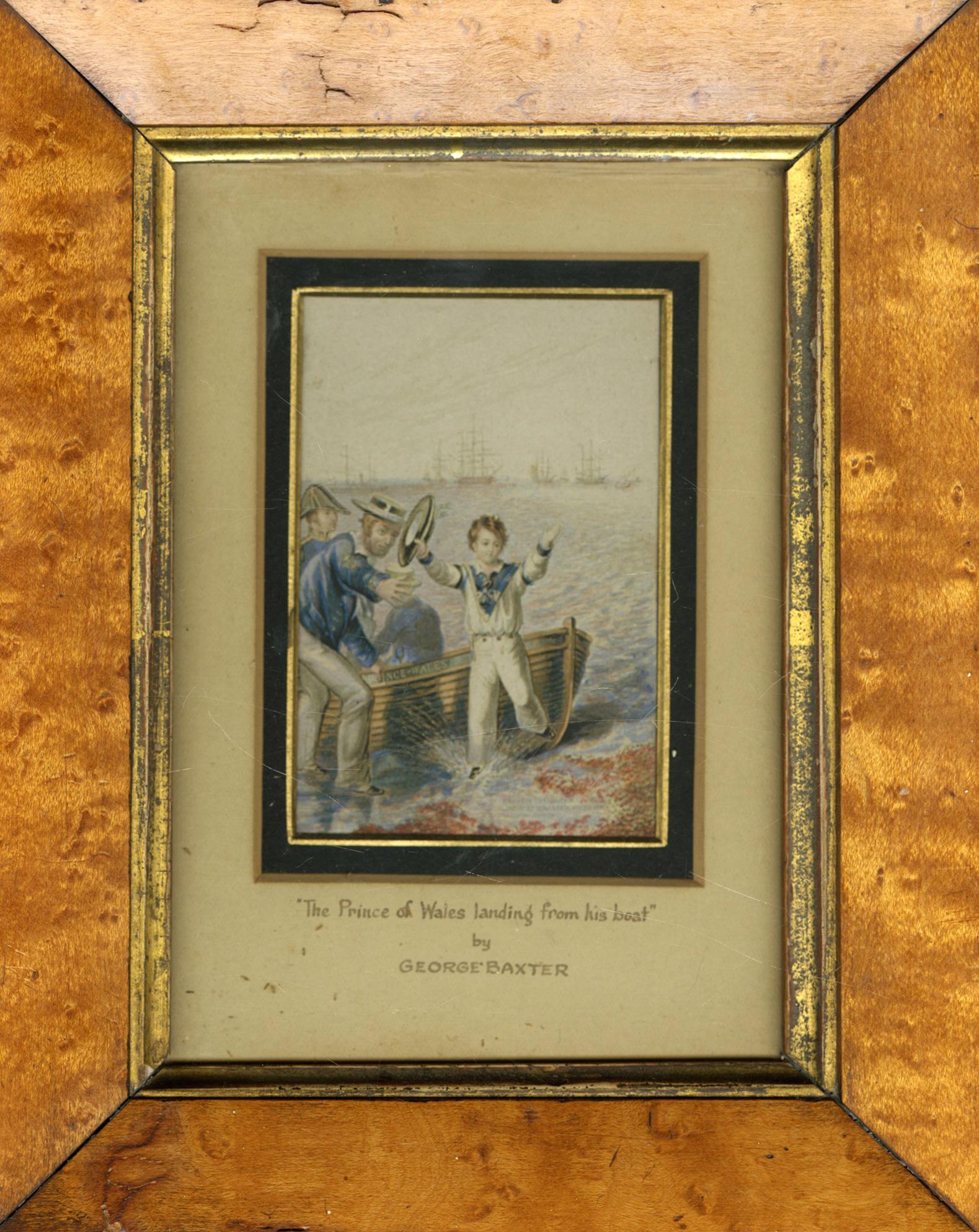 The Prince of Wales bei der Landung von seinem Boot aus – Print von George Baxter