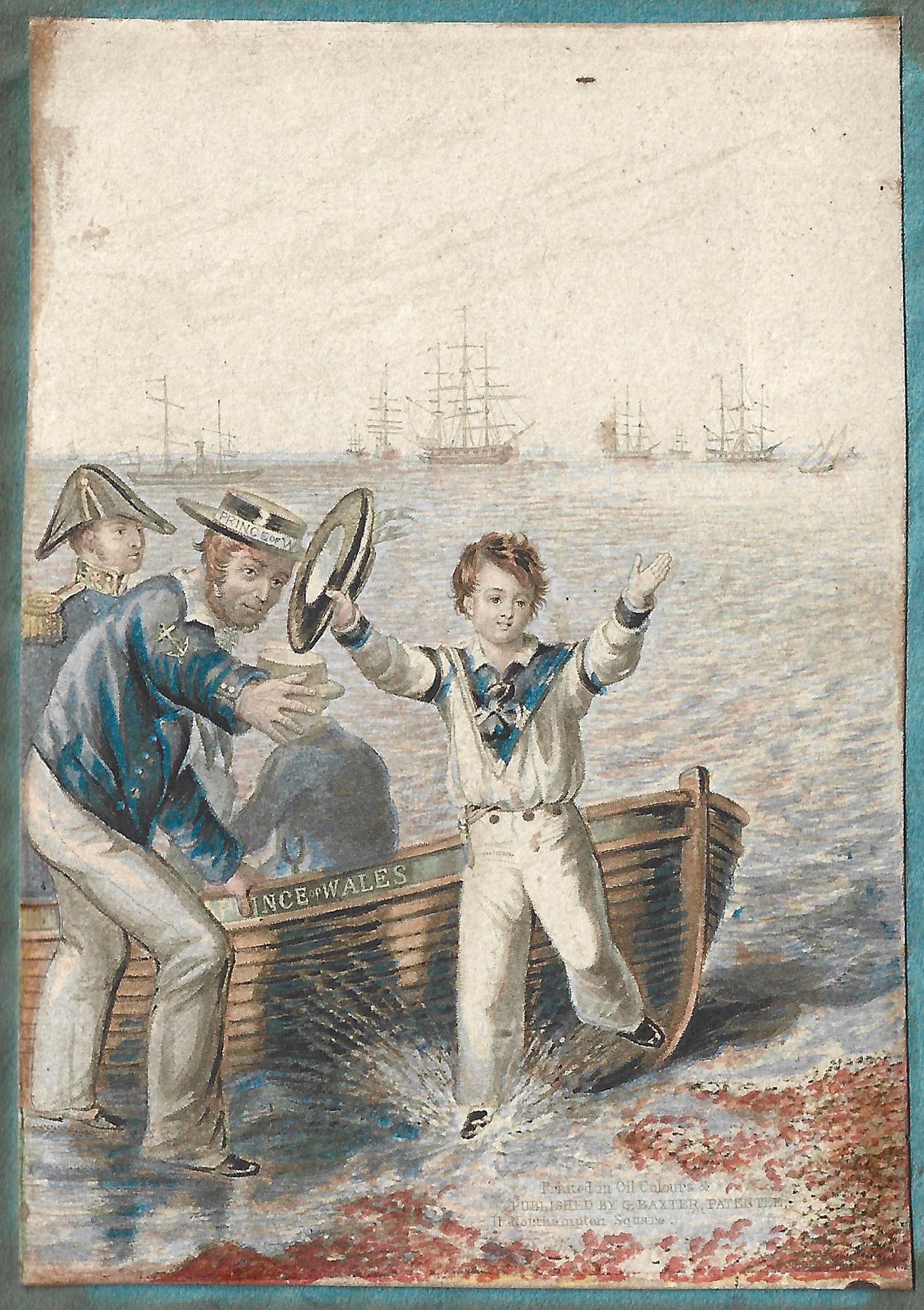 George Baxter Figurative Print – The Prince of Wales bei der Landung von seinem Boot aus
