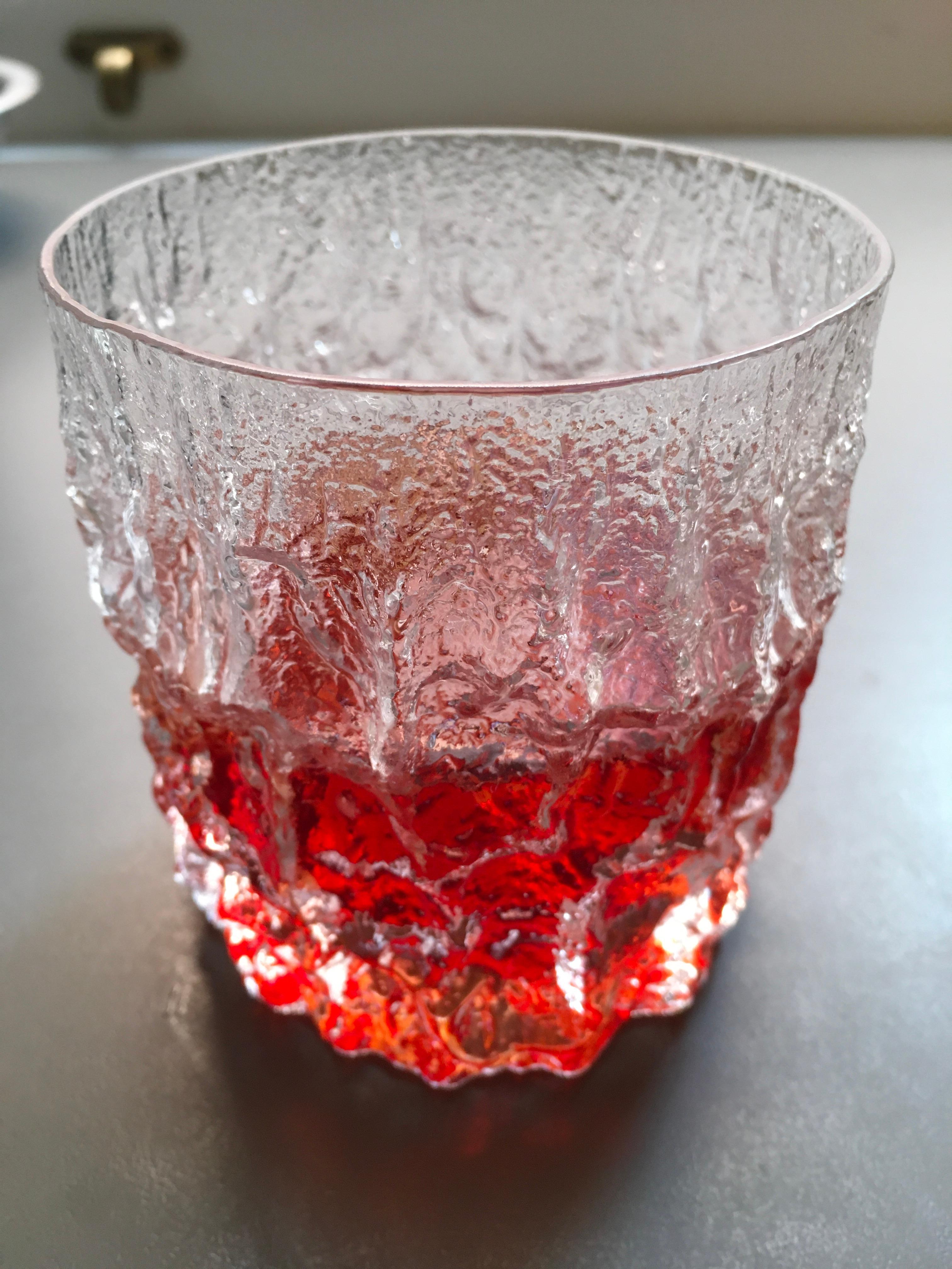 Mid-Century Modern Geoffrey Baxter M31 Glacier Crystal Whiskey Rocks Tumblers 1960s Whitefriars