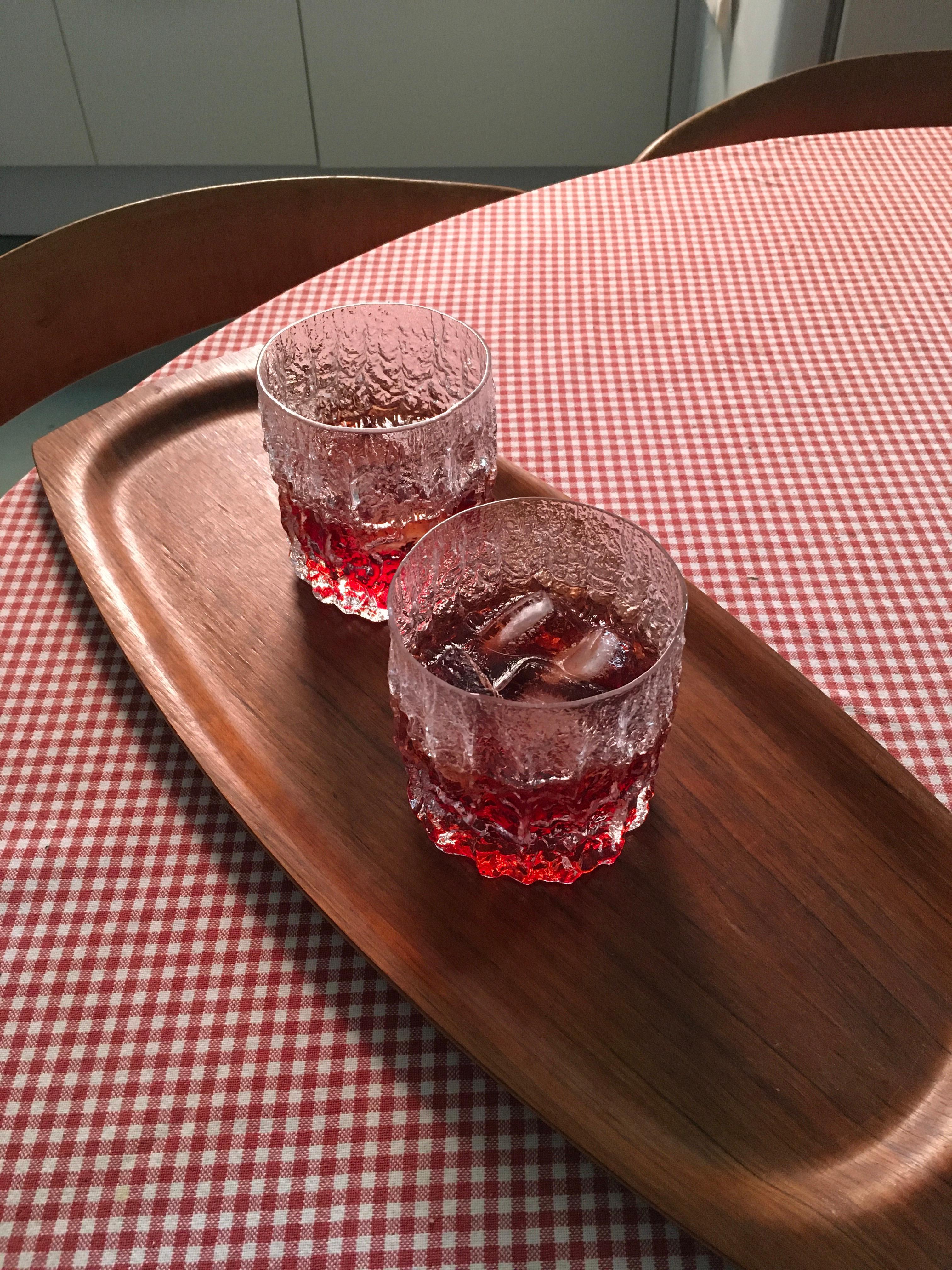 British Geoffrey Baxter M31 Glacier Crystal Whiskey Rocks Tumblers 1960s Whitefriars
